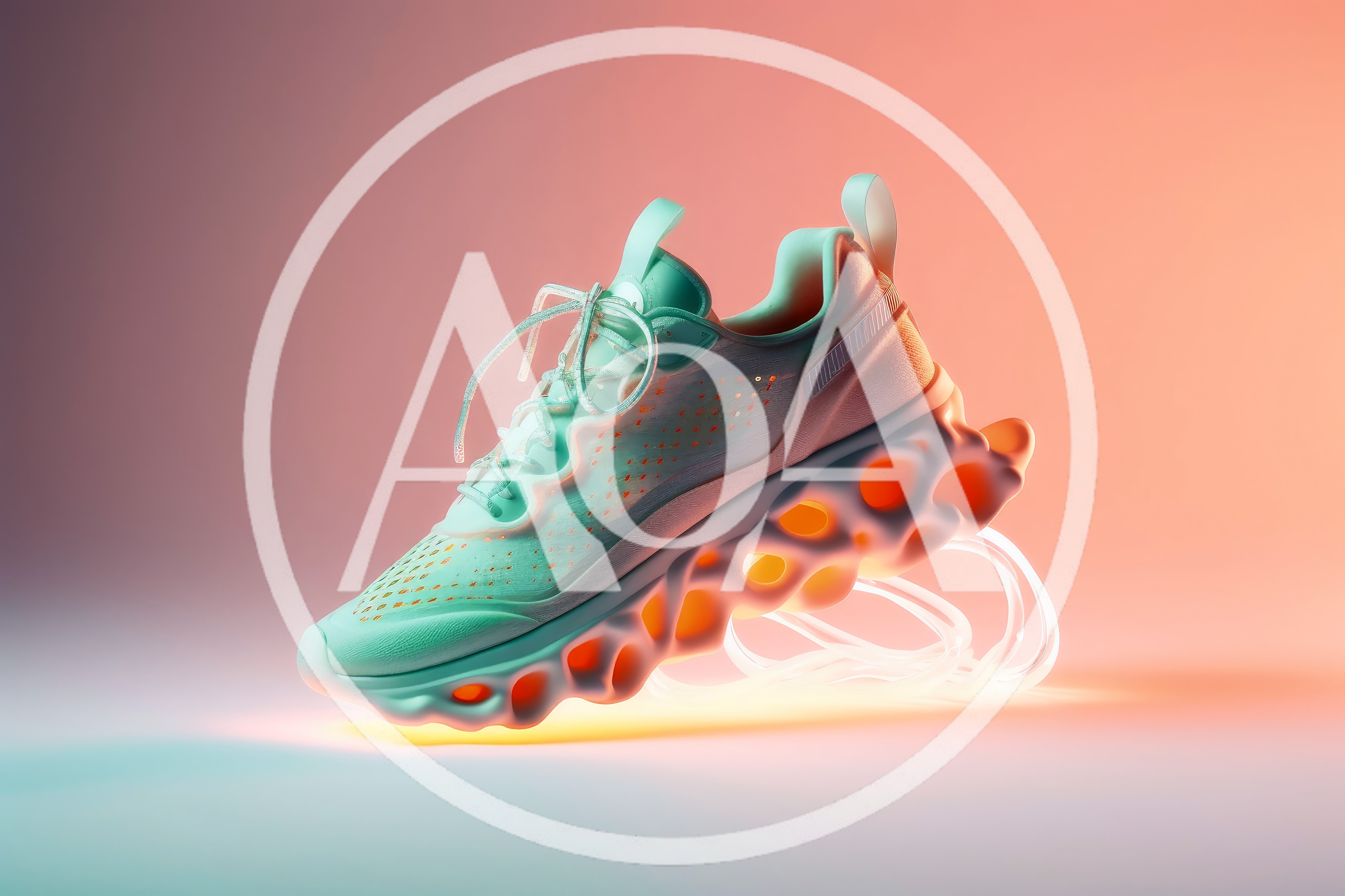 Futuristic Mint Green Running Shoe With Glowing Sole