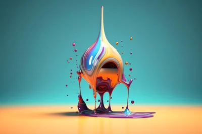 Abstract Liquid Paint Drip Sculpture