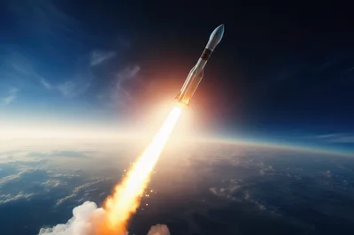 Space Rocket Launching Into Earth Orbit