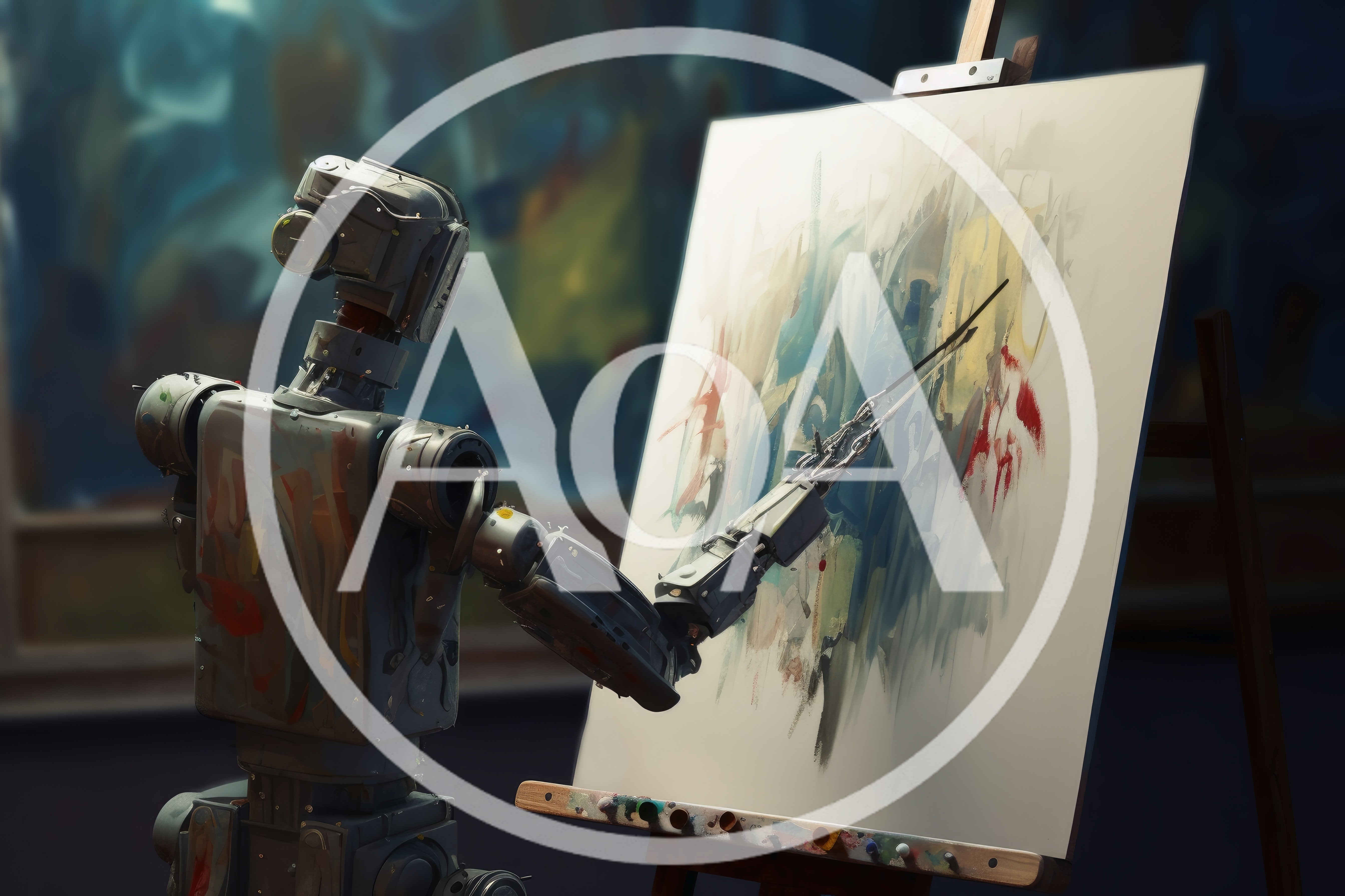 Robot Painting Abstract Art on Canvas
