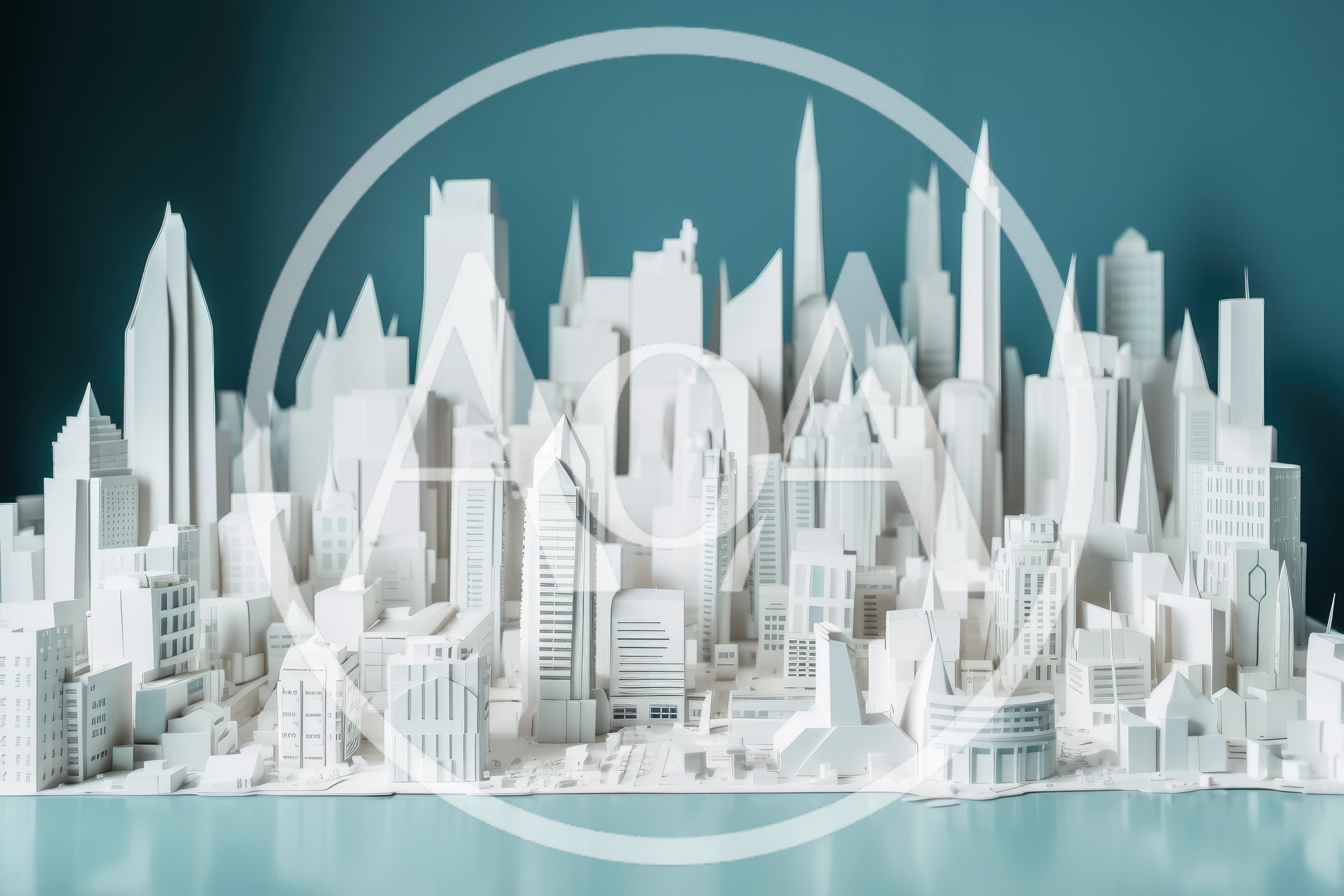 Miniature Paper Model Of A Modern City Skyline