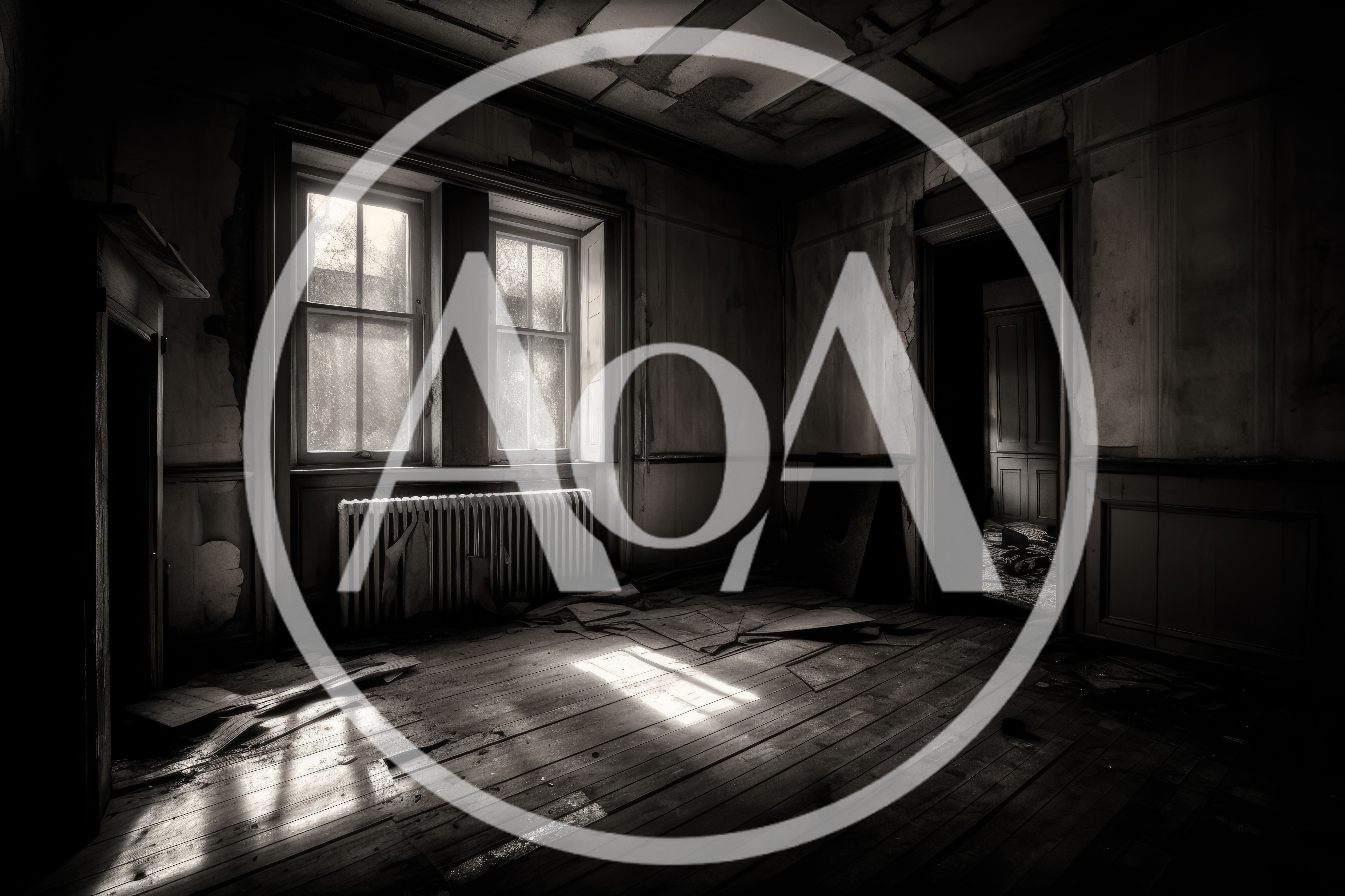 Abandoned Dilapidated Room With Sunlight Through Windows