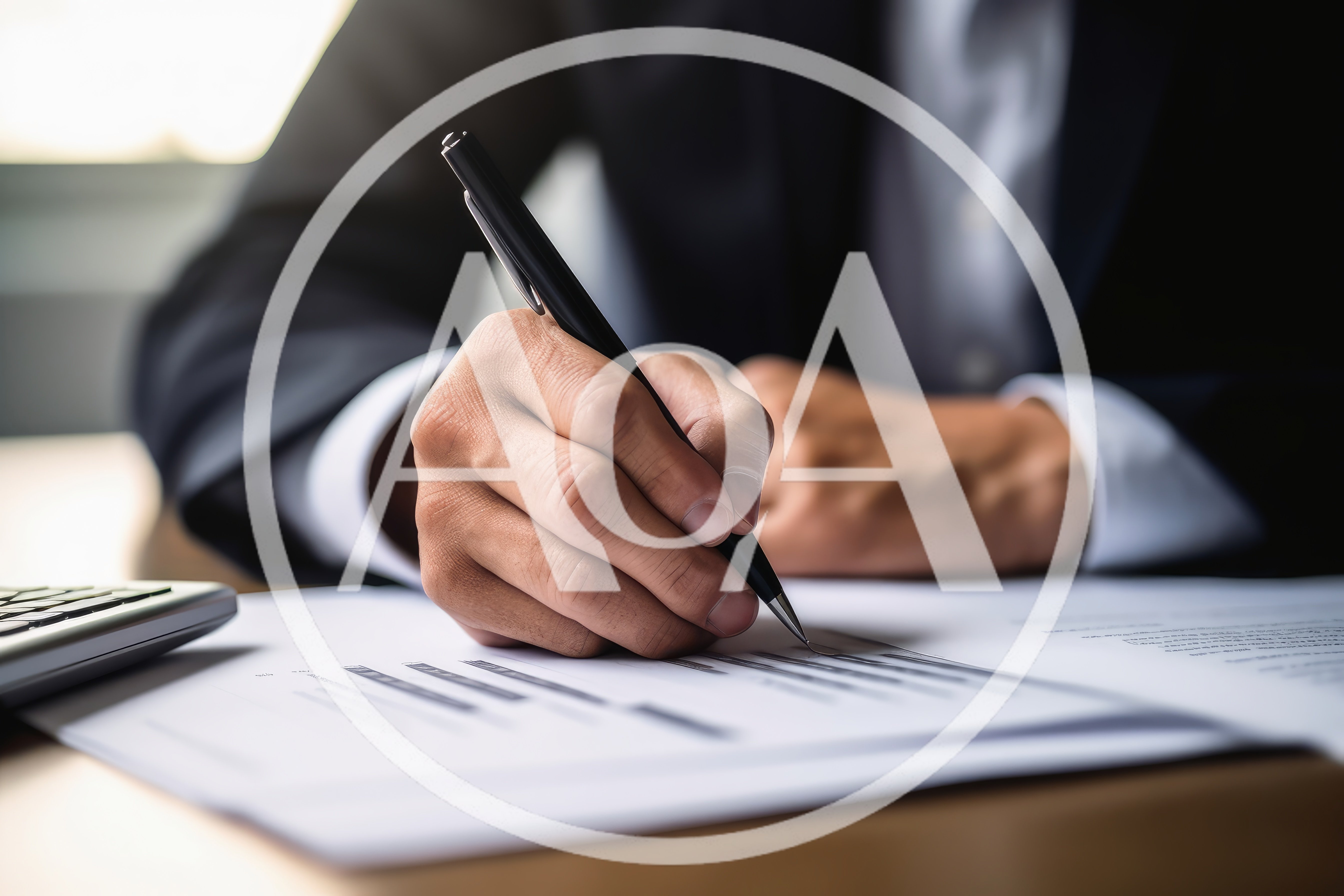 Businessman Writing On Financial Documents At Desk