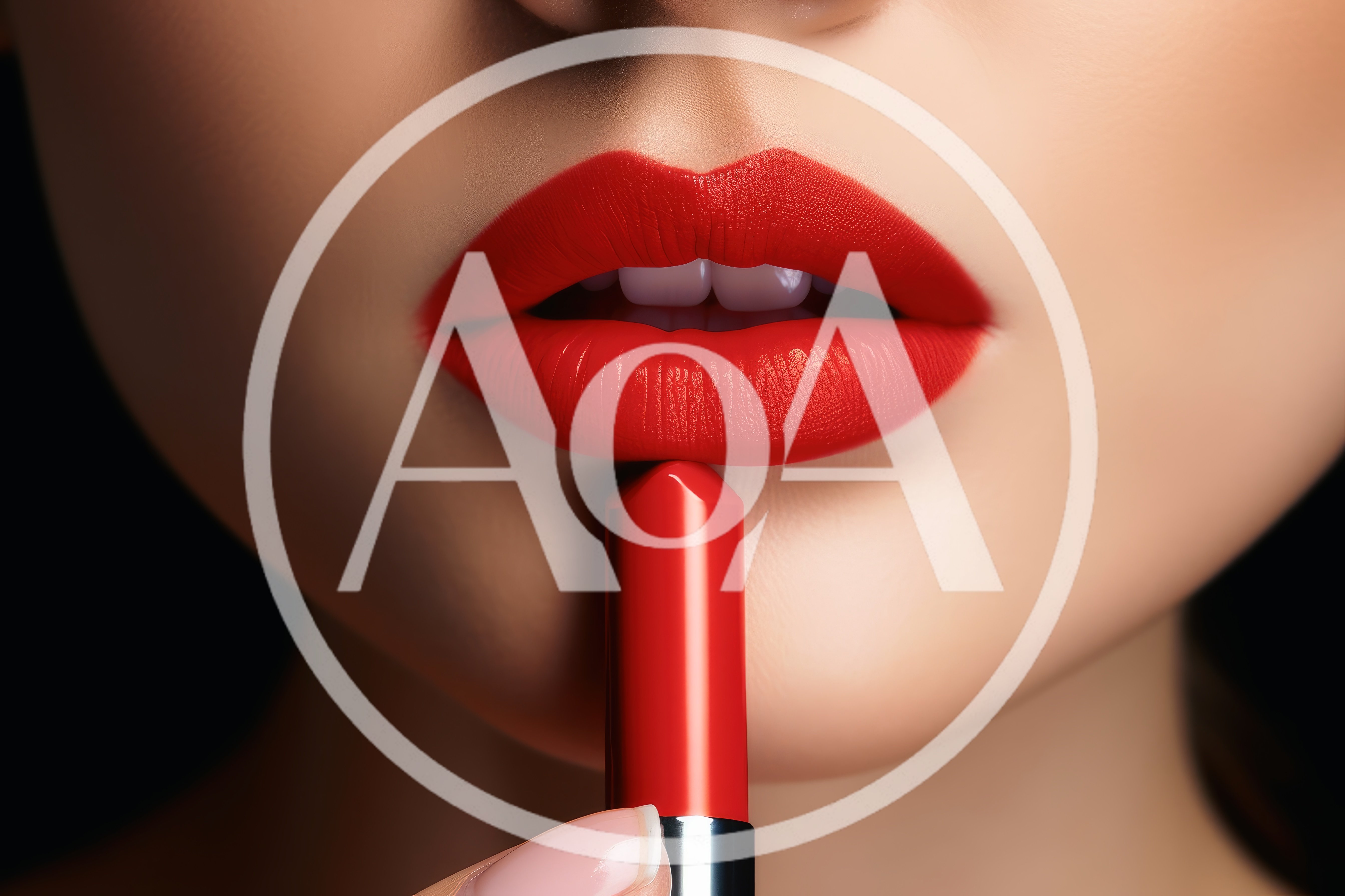 Close Up Of Woman Applying Vibrant Red Lipstick
