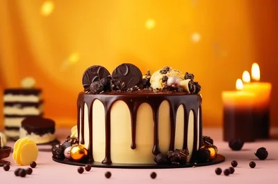 Decadent Chocolate Drip Cake With Festive Decorations
