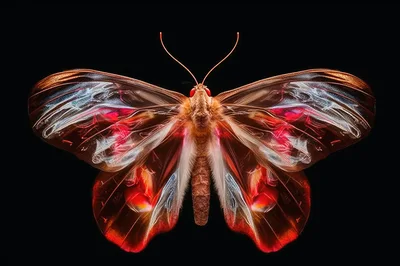 Macro Shot Of A Translucent Red Moth