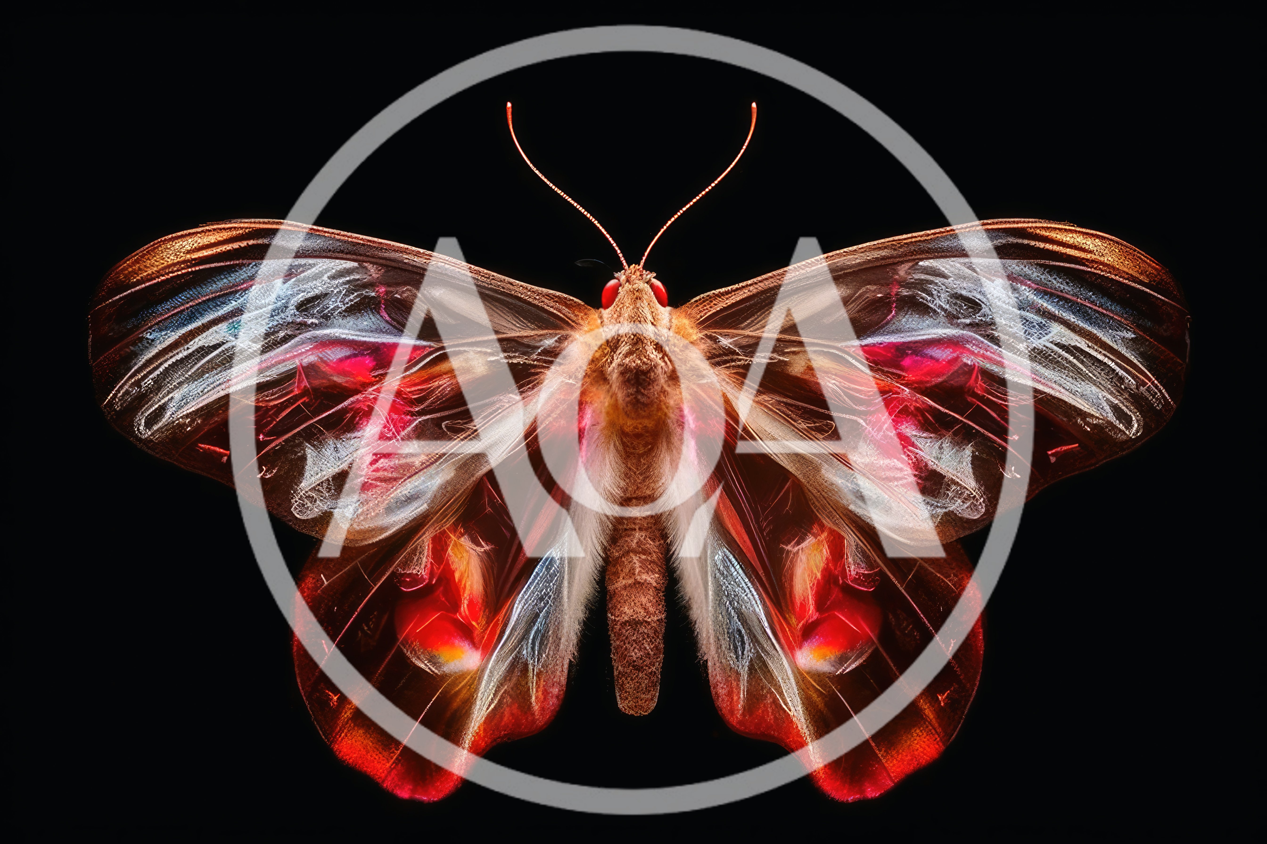 Macro Shot Of A Translucent Red Moth