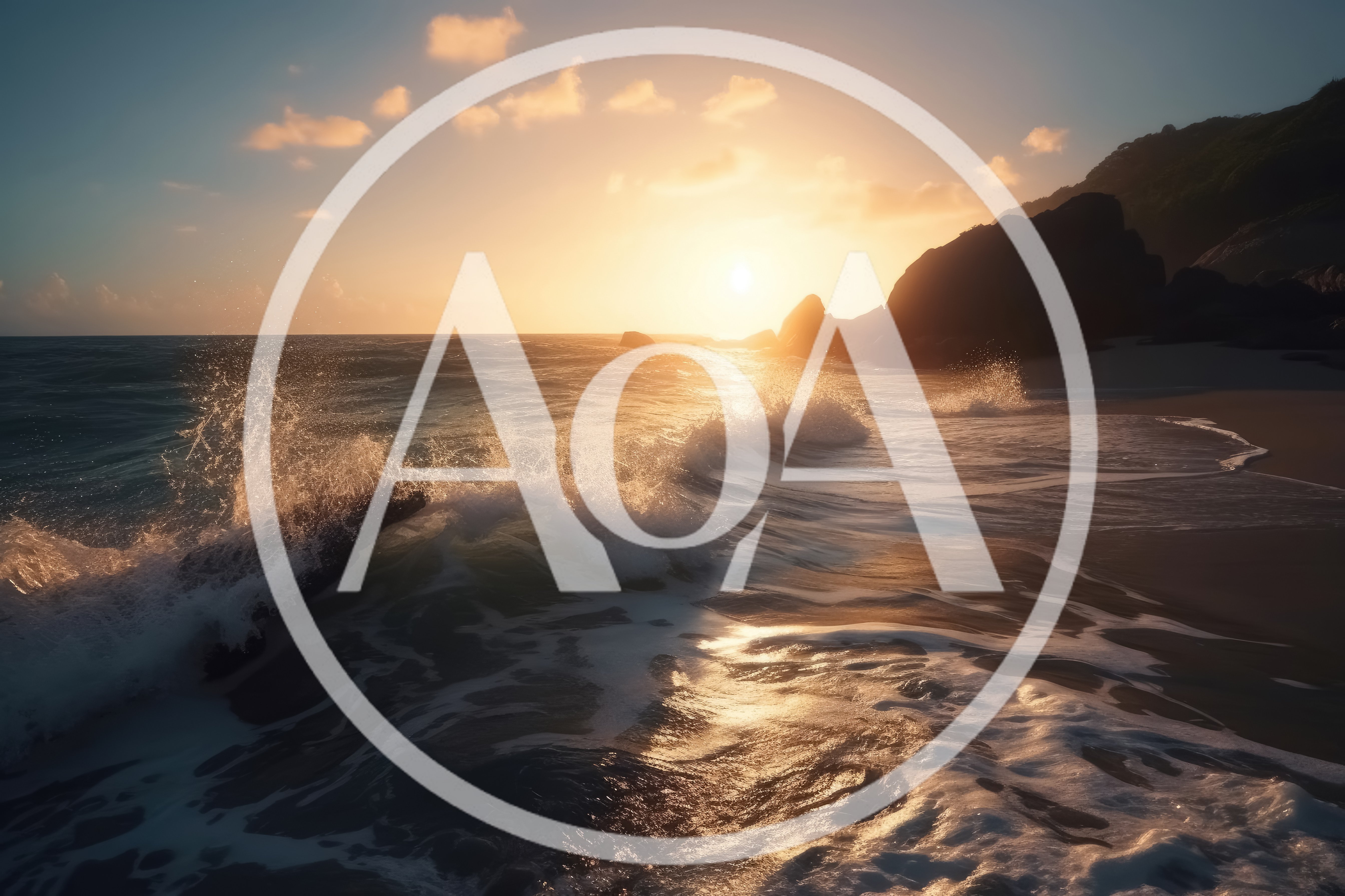 Golden Sunset Over Tropical Beach With Crashing Waves
