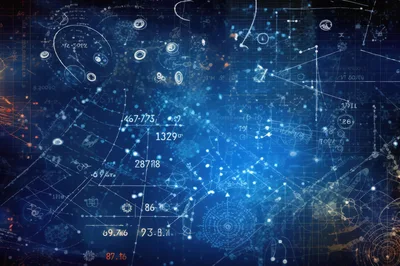 Abstract Digital Blueprint With Mathematical Formulas And Data