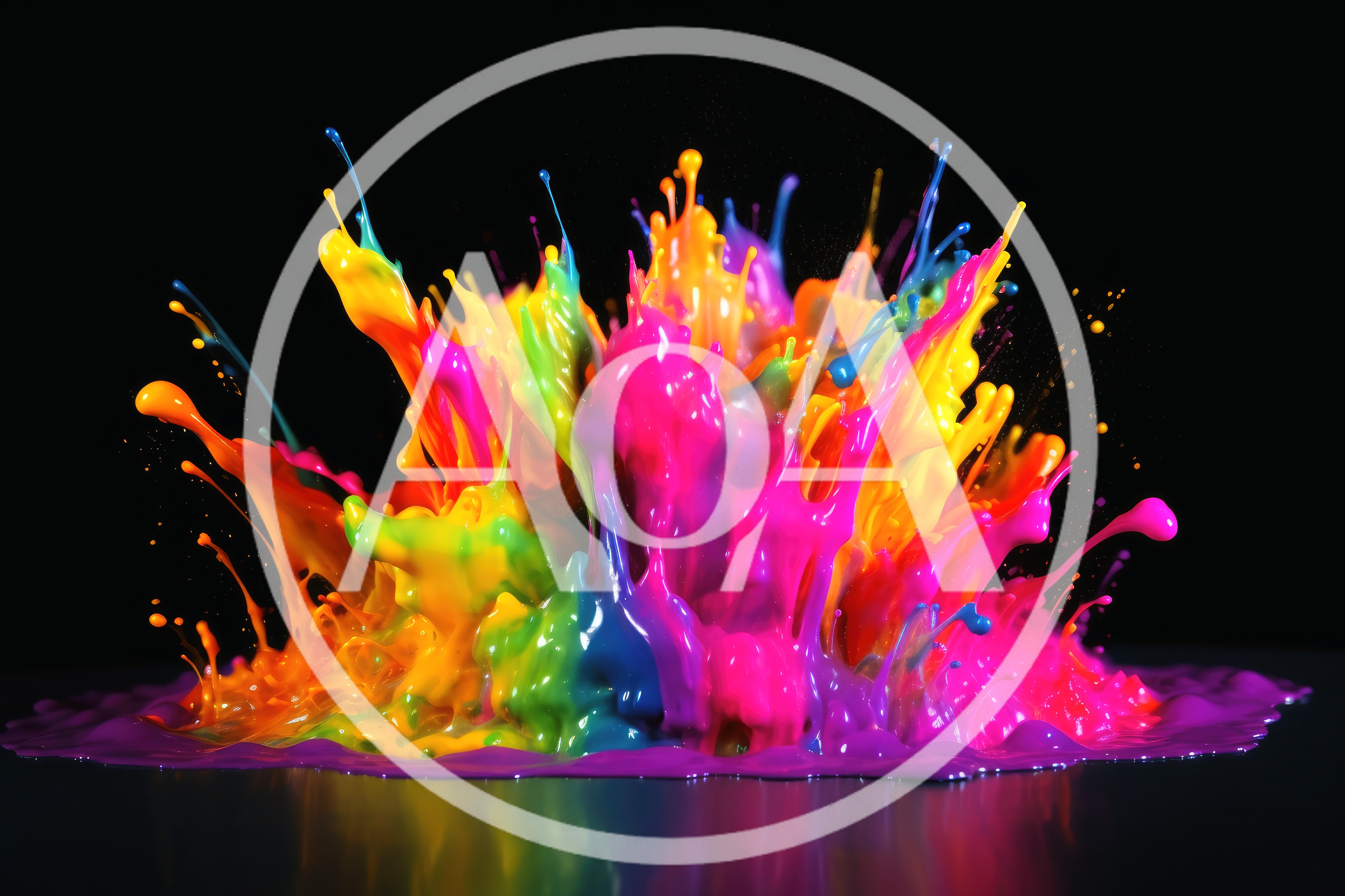Vibrant Multi-Colored Paint Explosion Against Black Background