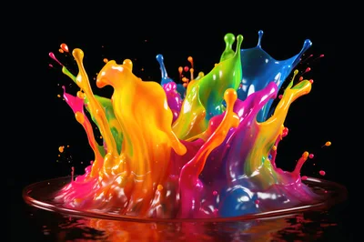 Vibrant Multi-Colored Paint Splash Explosion