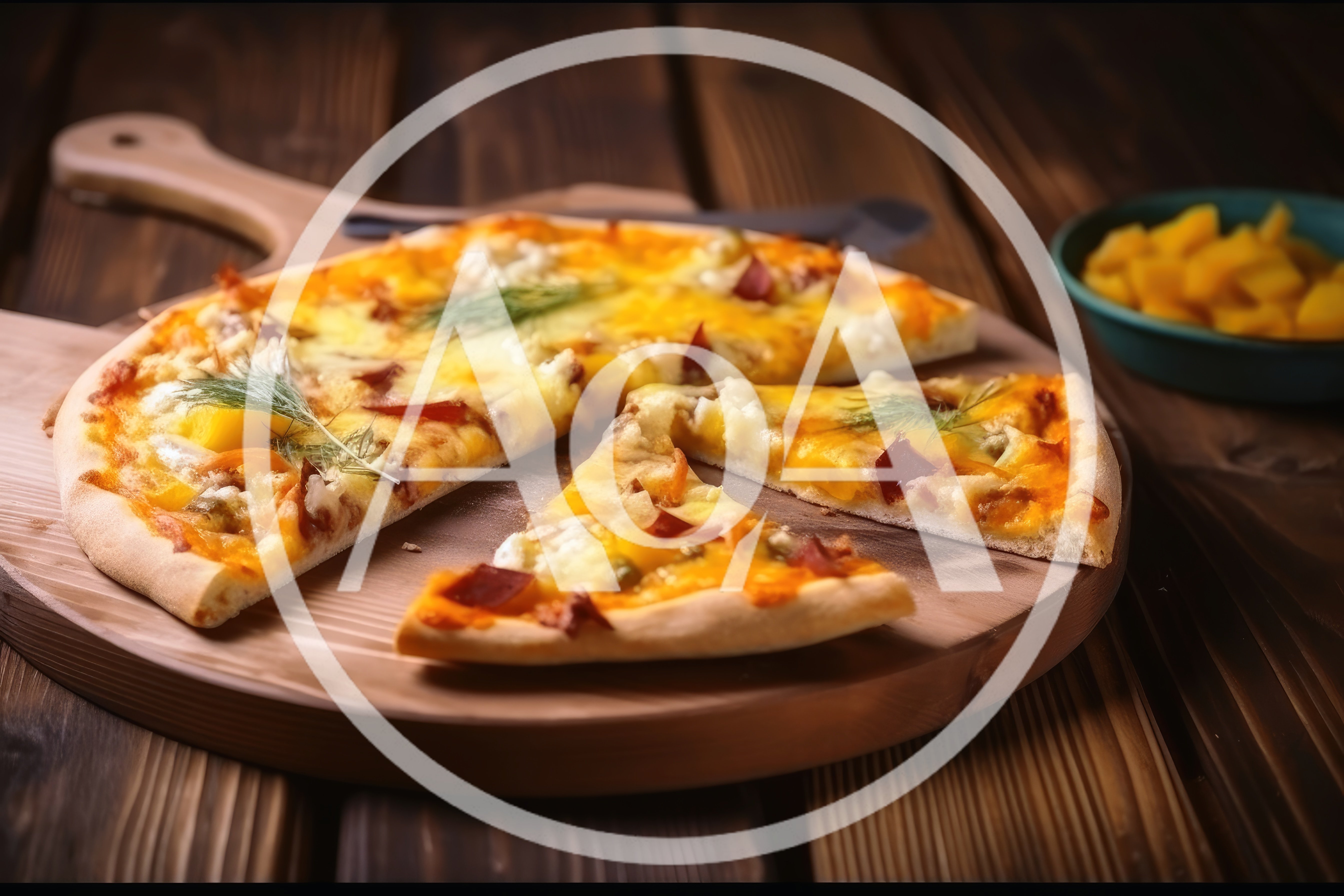 Freshly Baked Pizza With Dill And Fruit Toppings