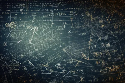 Abstract Chalkboard With Complex Mathematical Formulas And Symbols