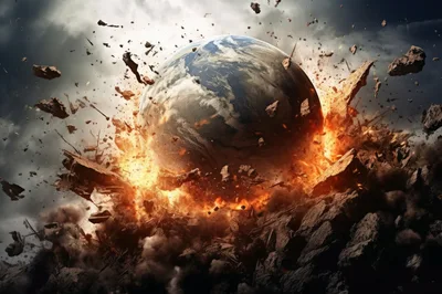Catastrophic Explosion Of Planet Earth In Space
