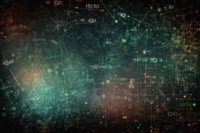 Abstract Digital Network With Mathematical Formulas And Data