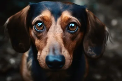 Close Up Portrait Of A Dachshund Dog