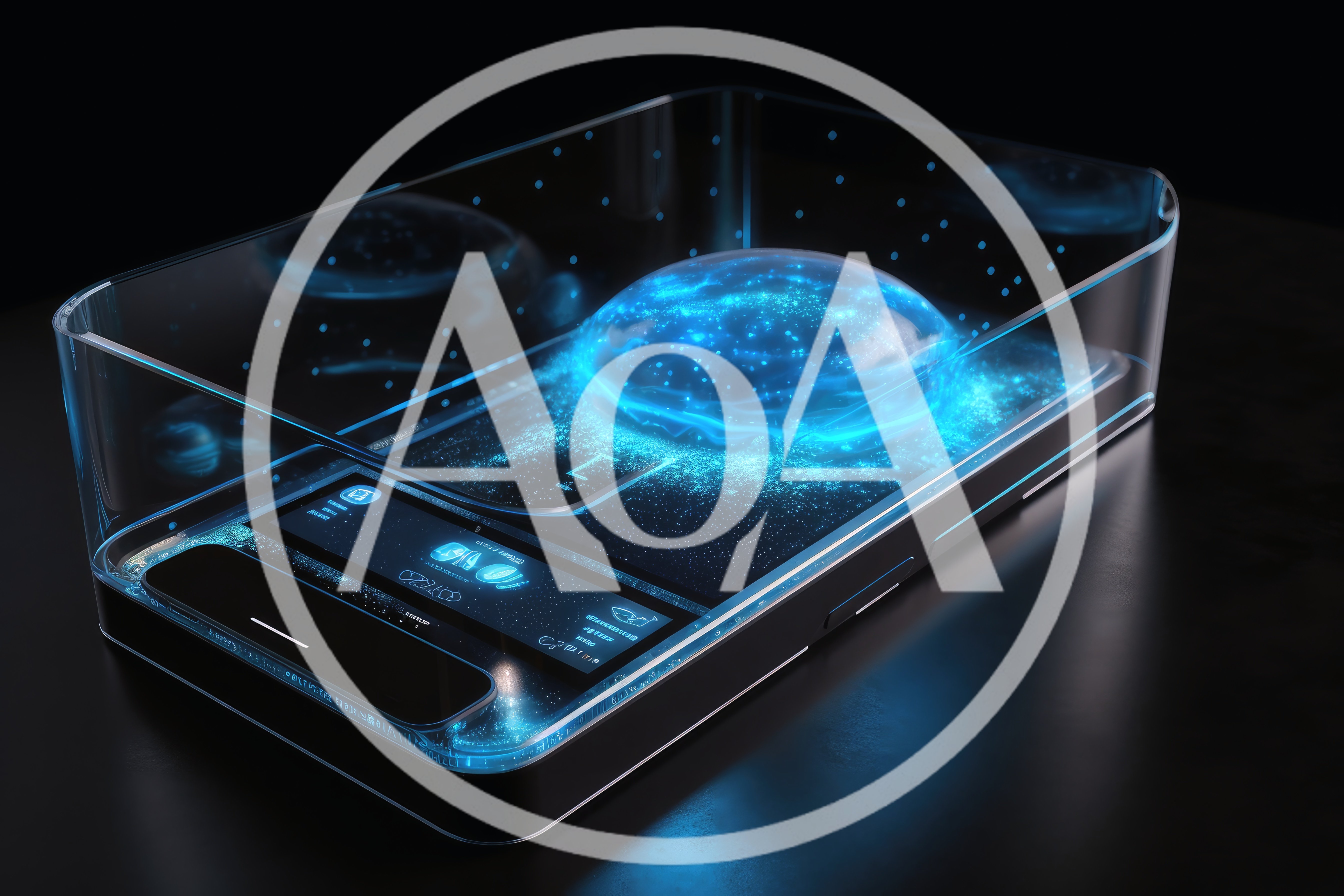 Futuristic Smartphone Displaying Holographic Data Visualization