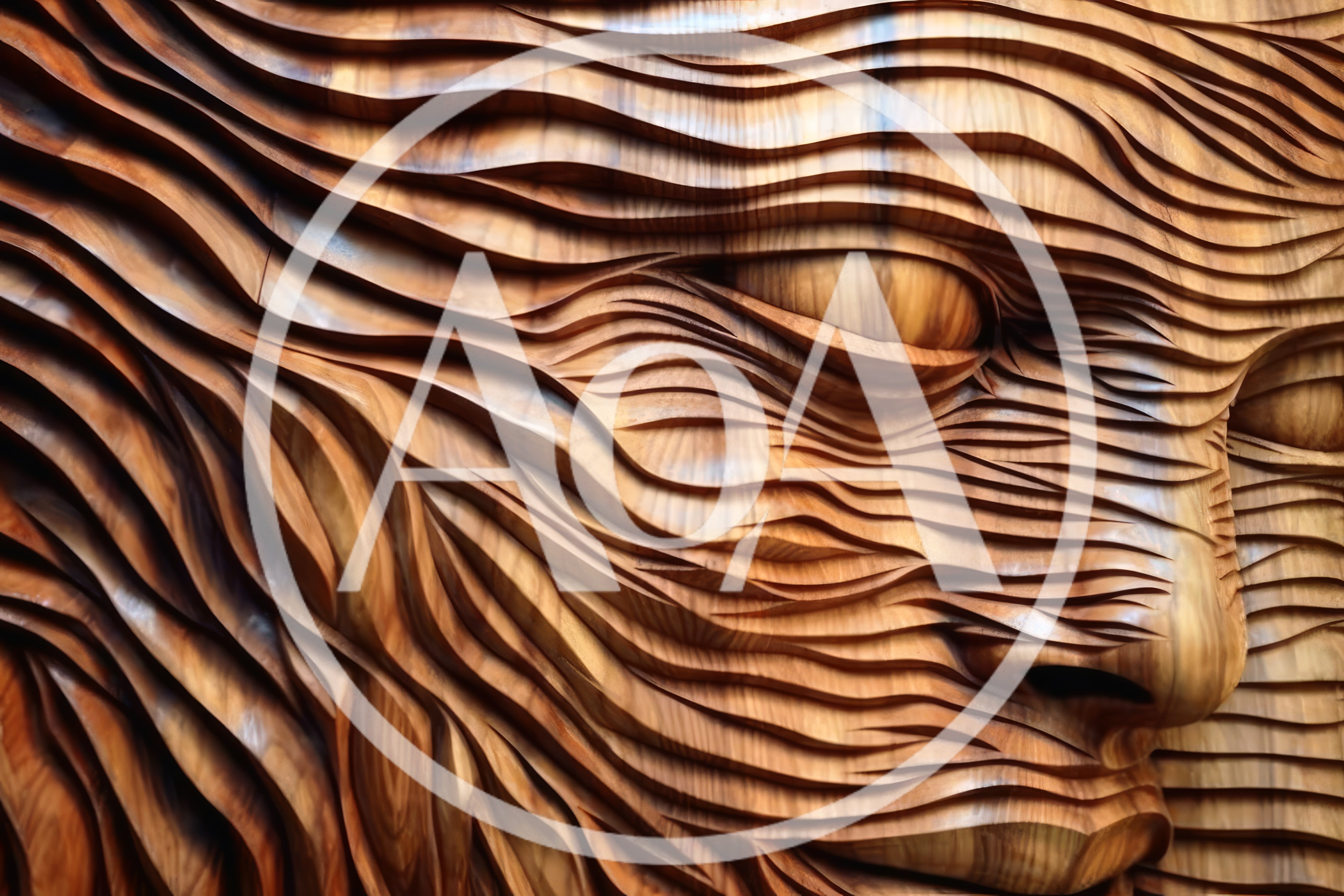 Abstract Wooden Face Sculpture With Wavy Carved Texture