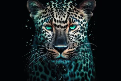 Close Up Portrait Of A Leopard With Glowing Eyes