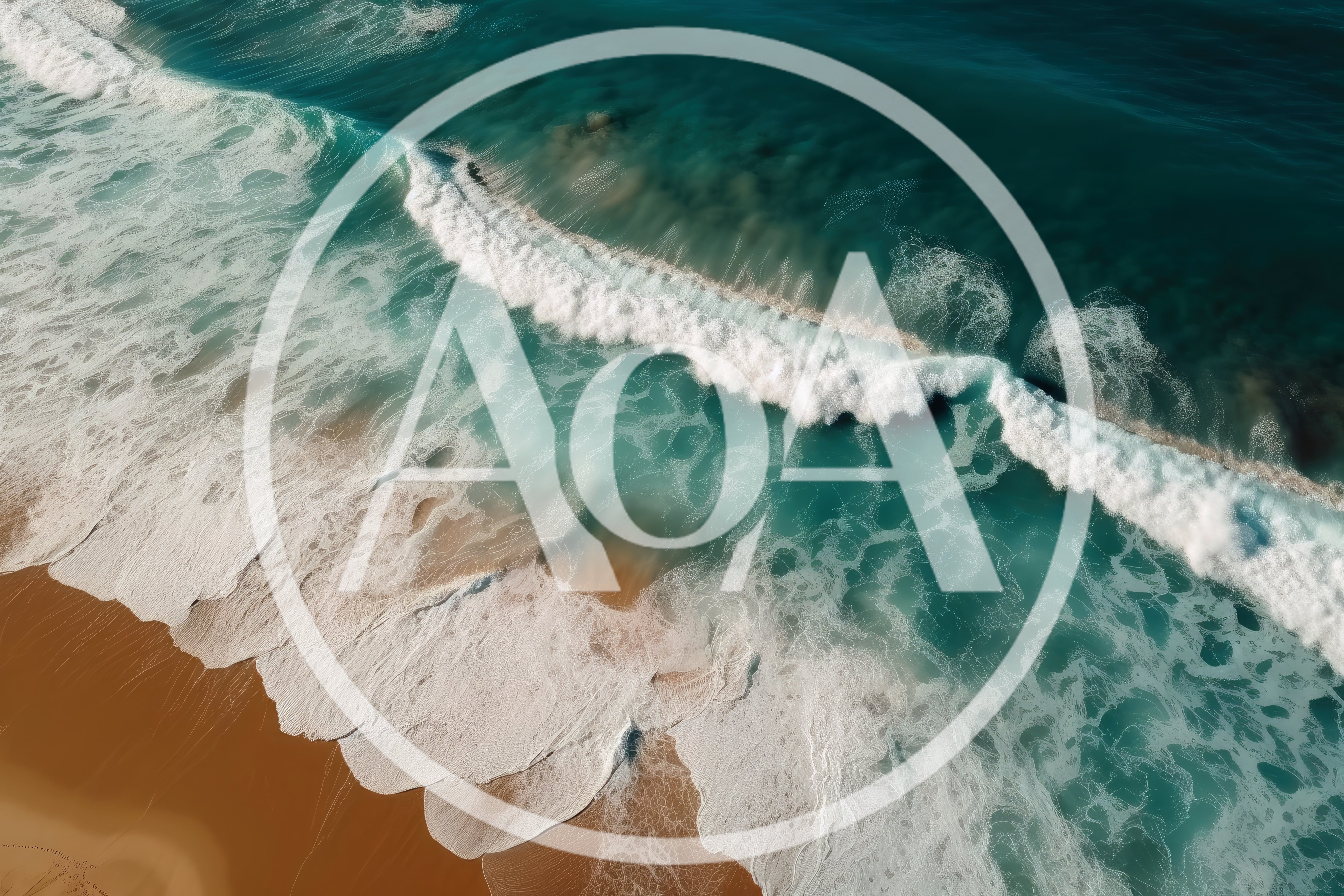 Aerial View Of Crashing Ocean Waves On Sandy Beach
