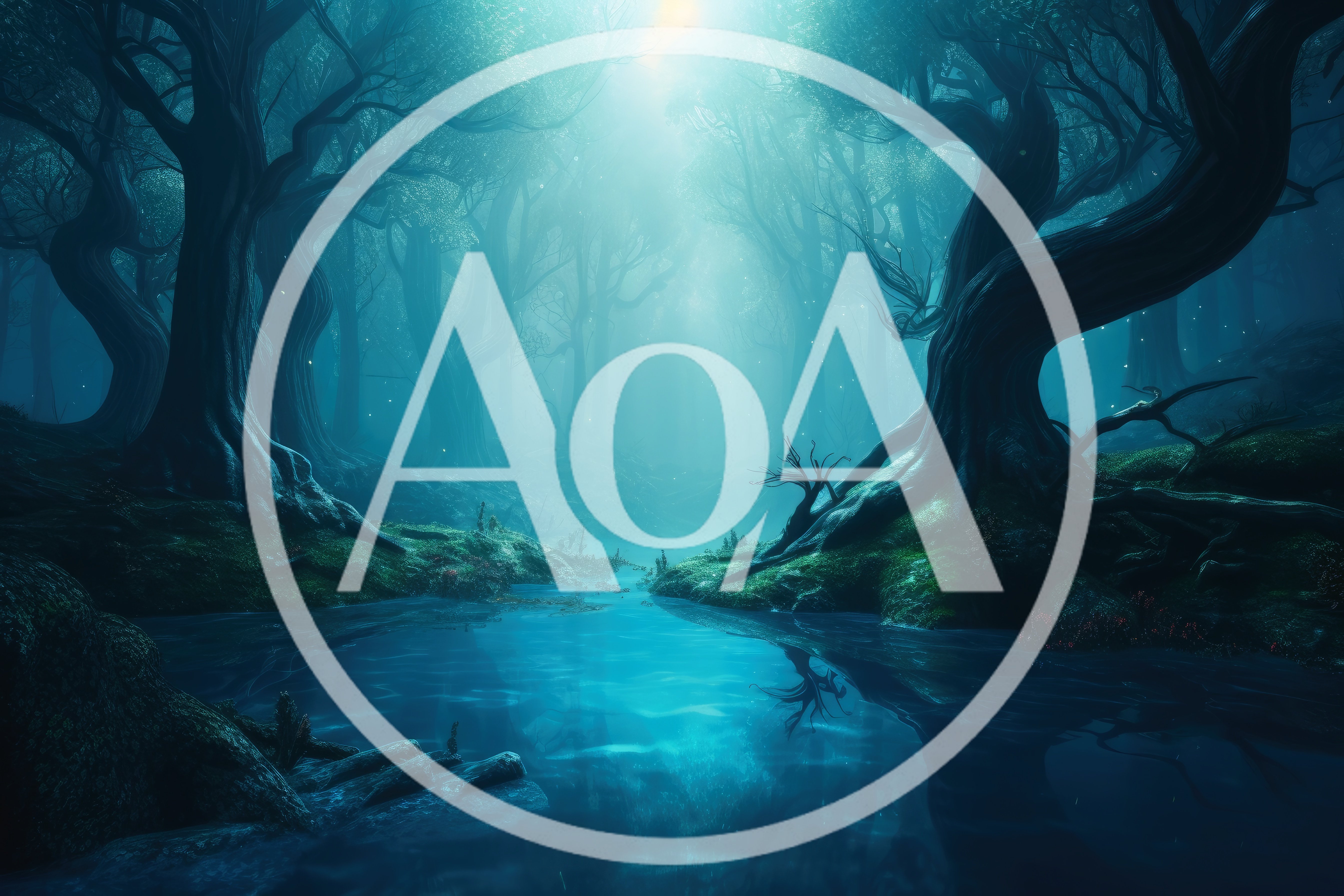 Enchanted Forest With Glowing River And Ancient Trees