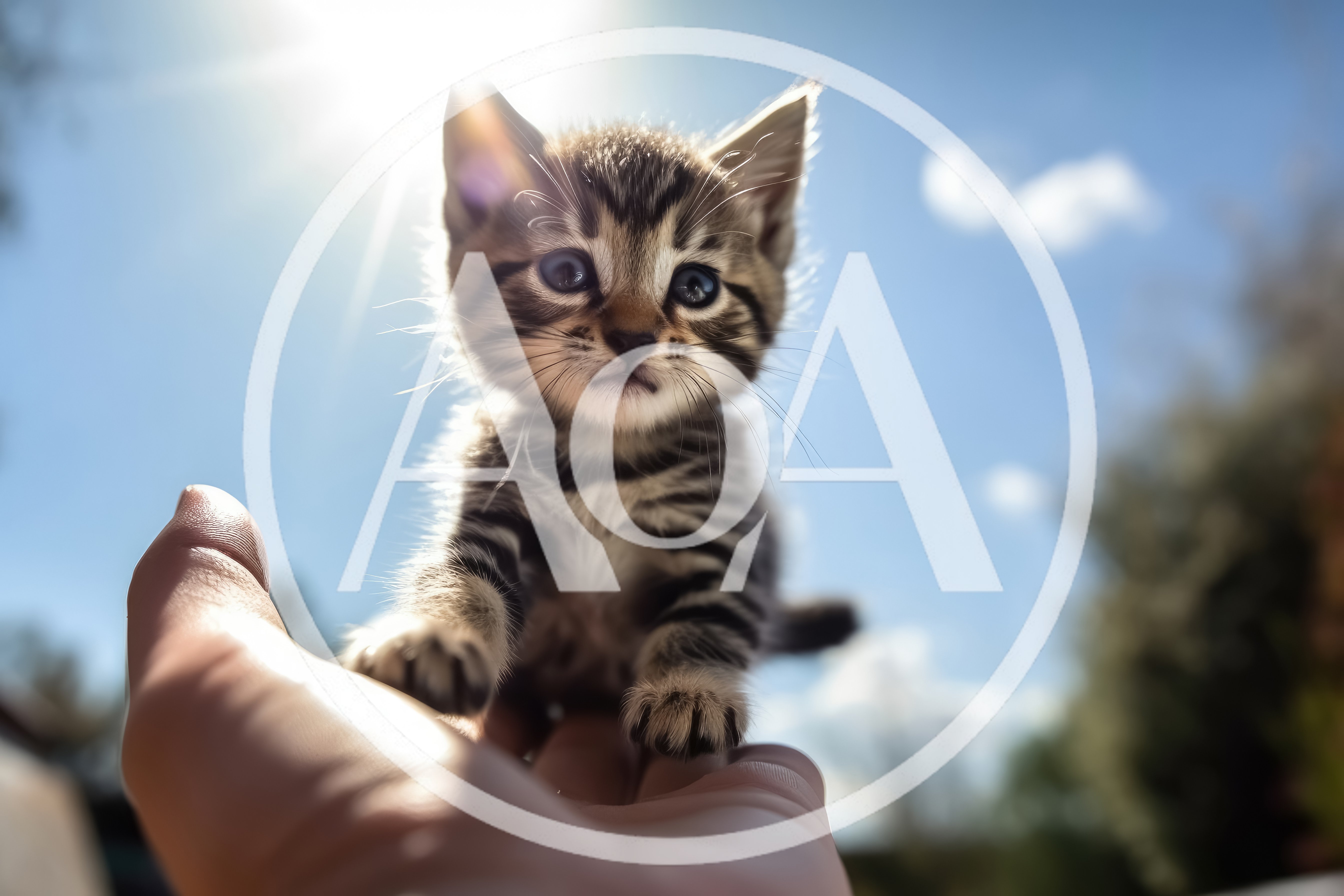 Tiny Tabby Kitten Held In Human Hand