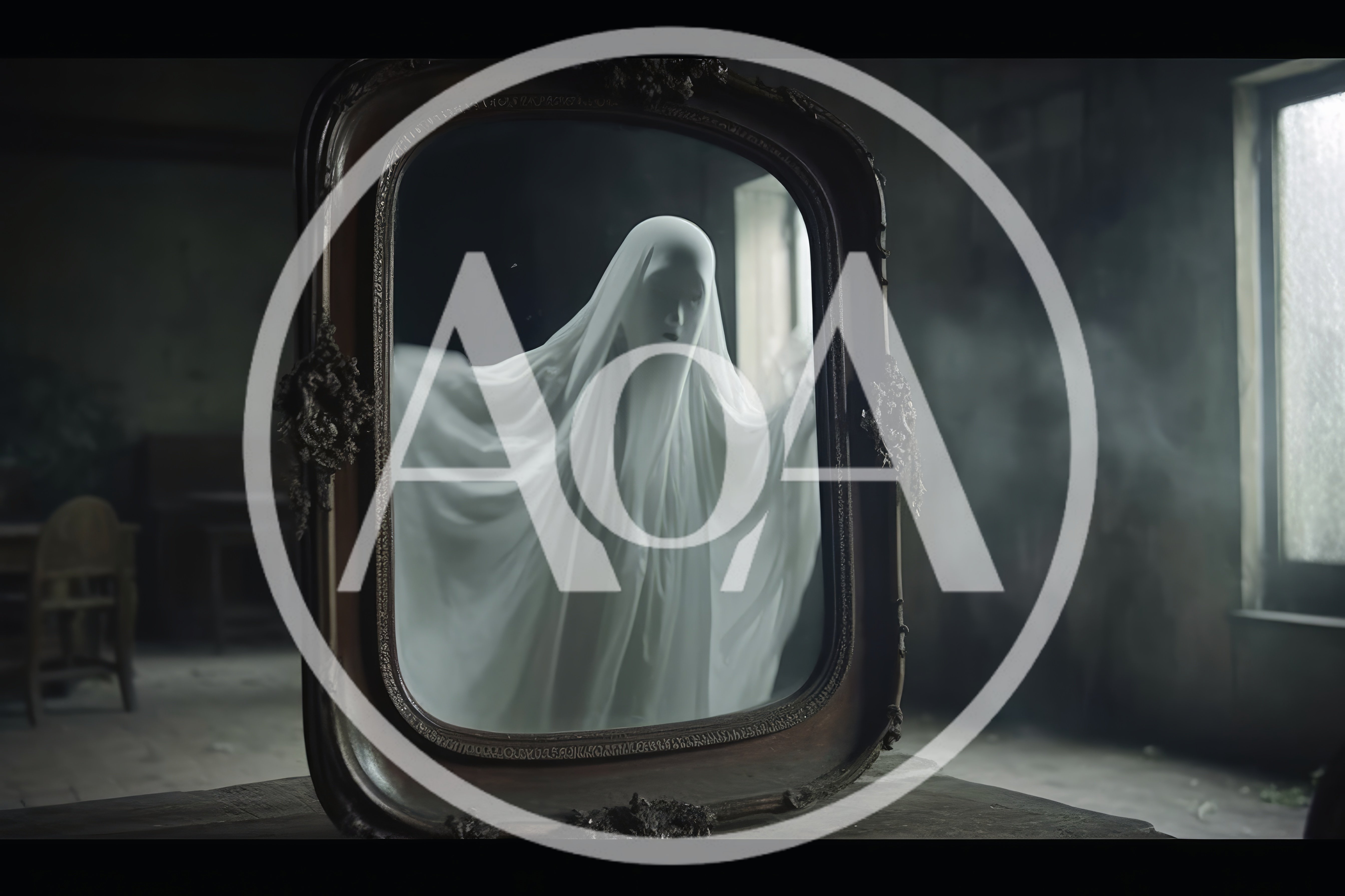 Ghostly Figure Appearing In An Antique Mirror