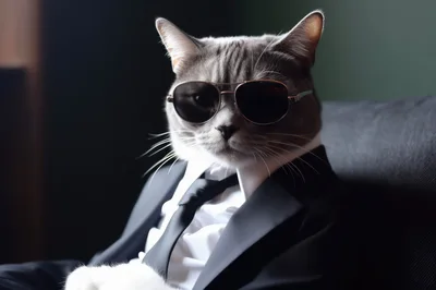Cool Cat Wearing Sunglasses And A Formal Suit
