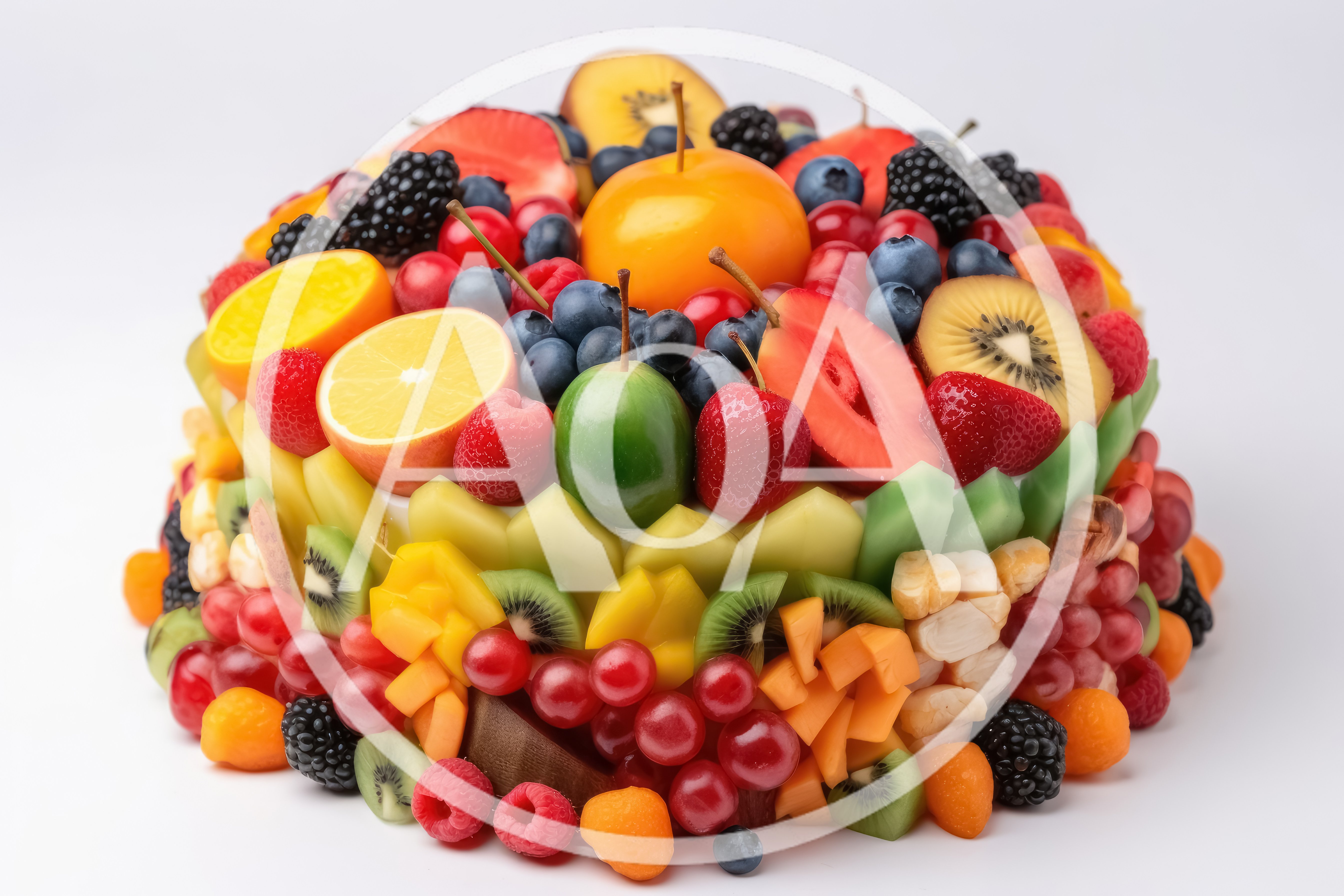 Fruit Topped Cake Decorated With Fresh Berries And Slices