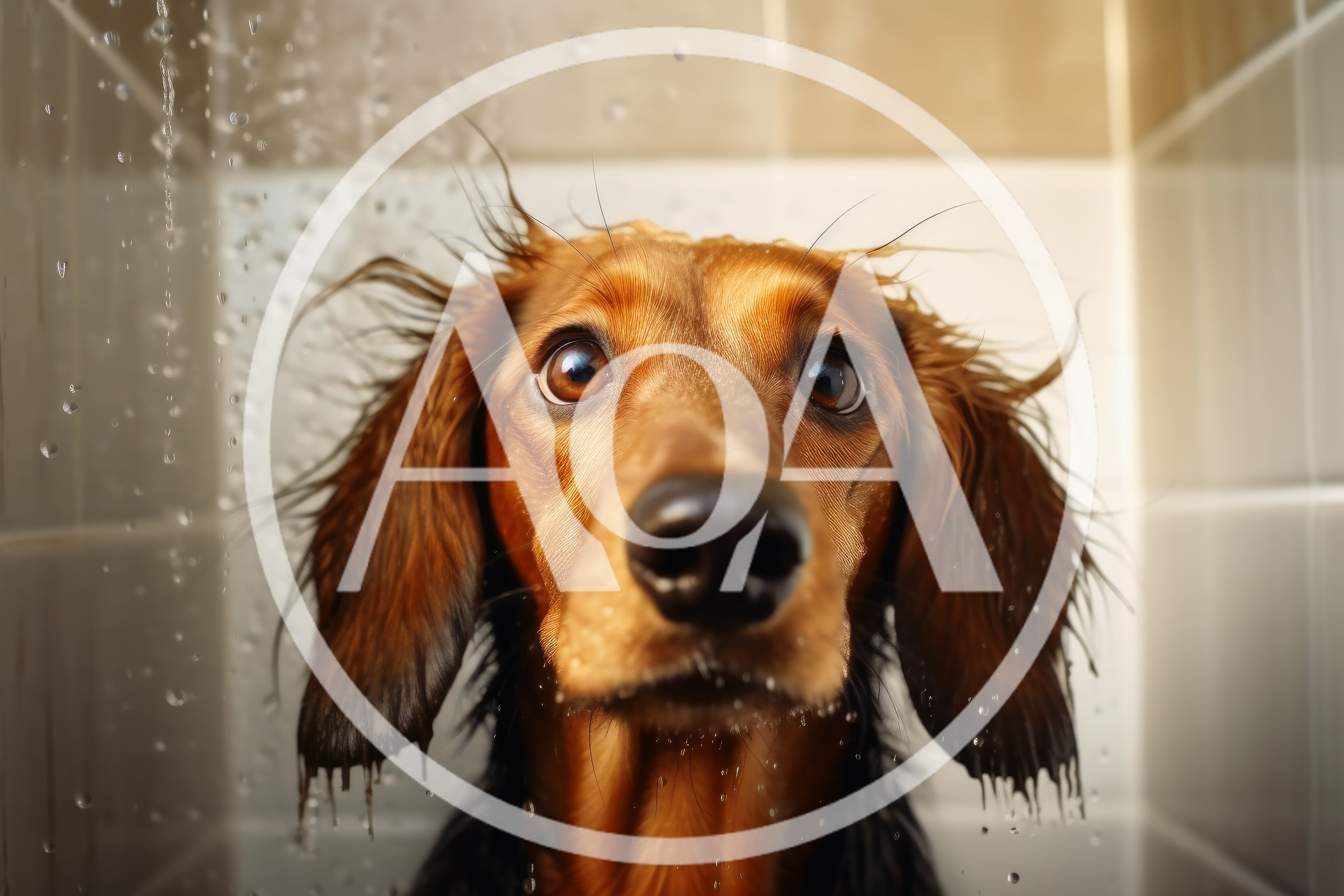 Wet Dachshund Dog Taking A Shower