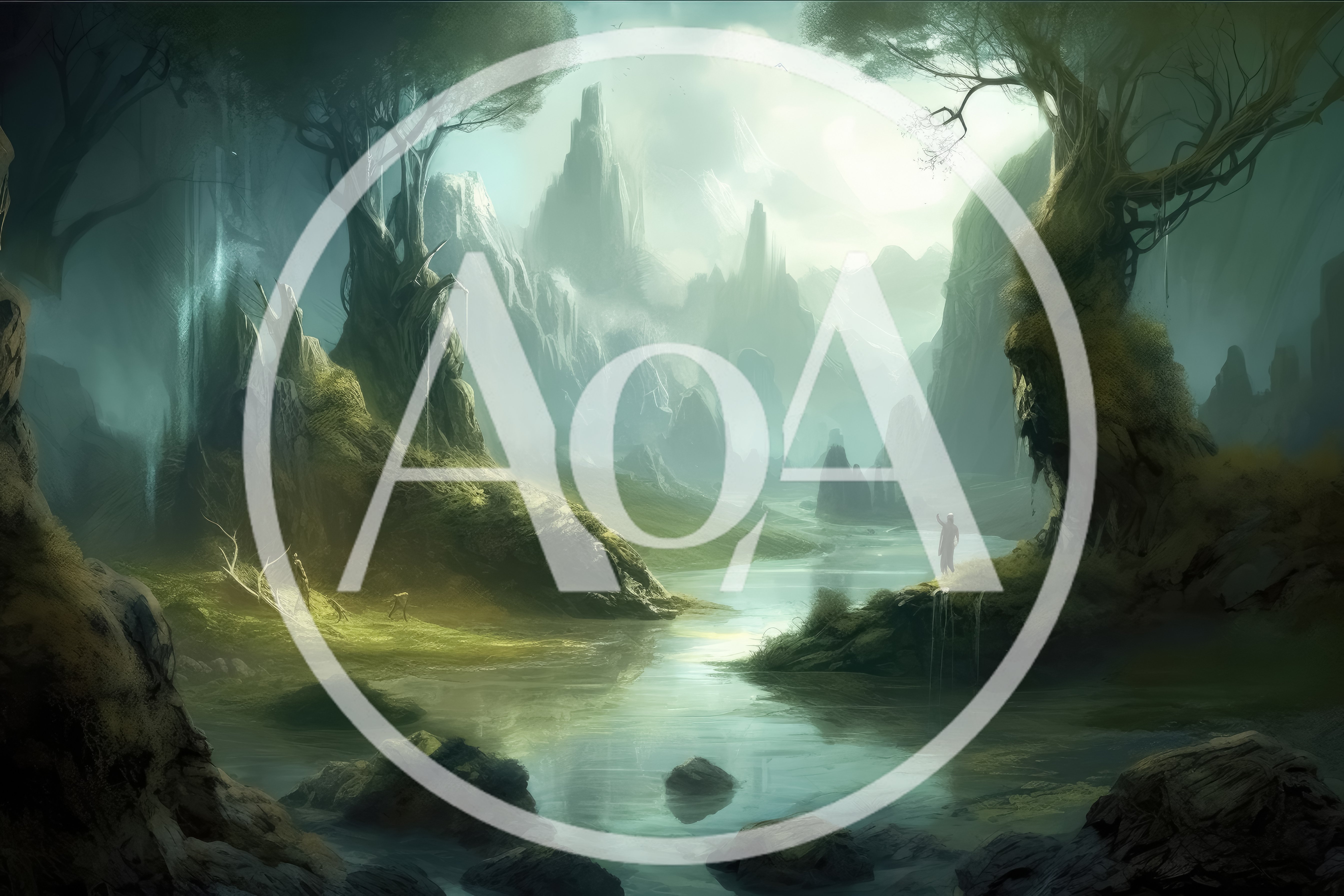 Fantasy Landscape With A Lone Traveler By A River