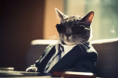 Cool Cat Wearing A Suit And Sunglasses