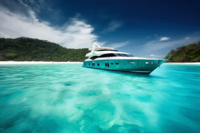 Luxury Superyacht Anchored in Tropical Turquoise Waters