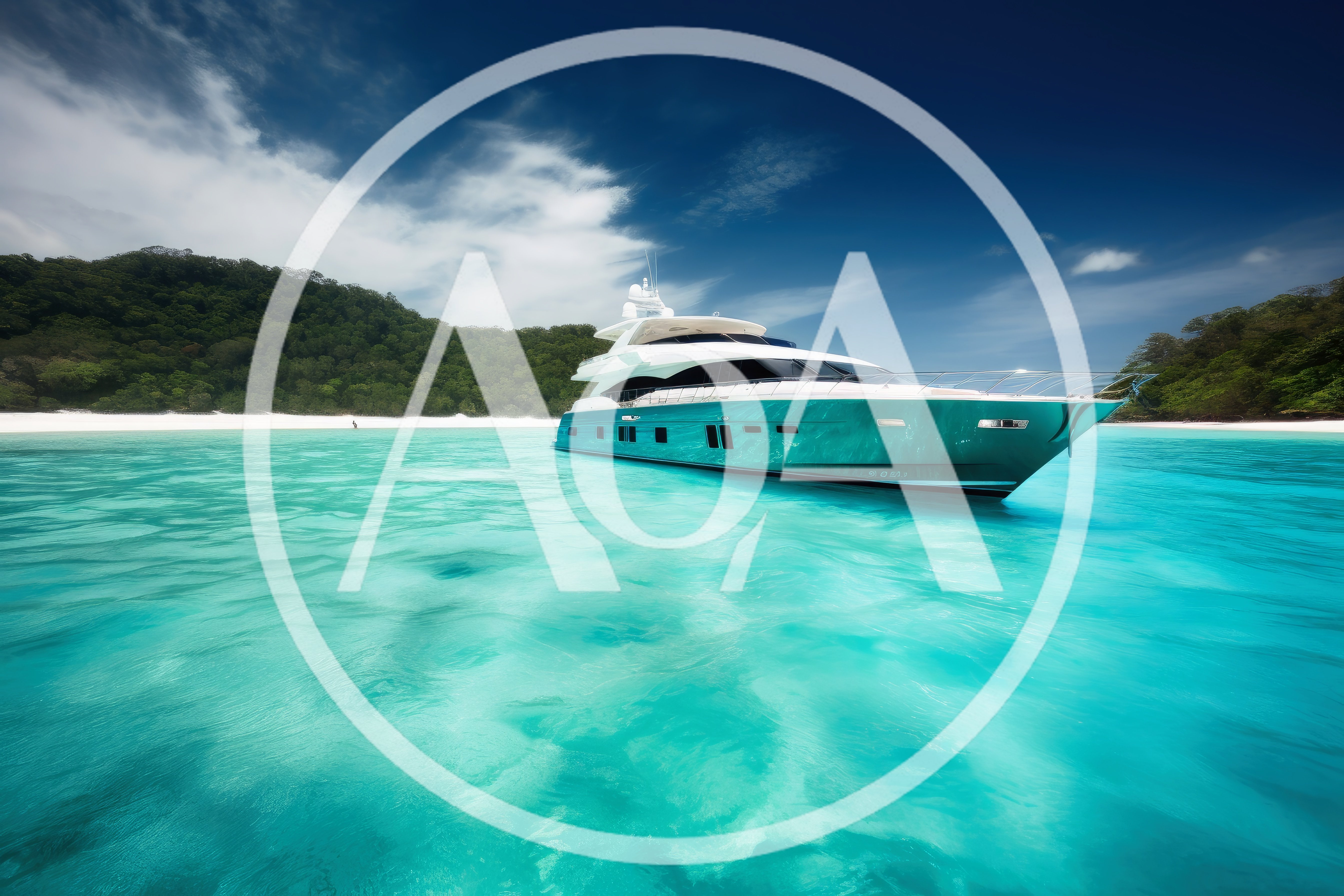 Luxury Superyacht Anchored in Tropical Turquoise Waters