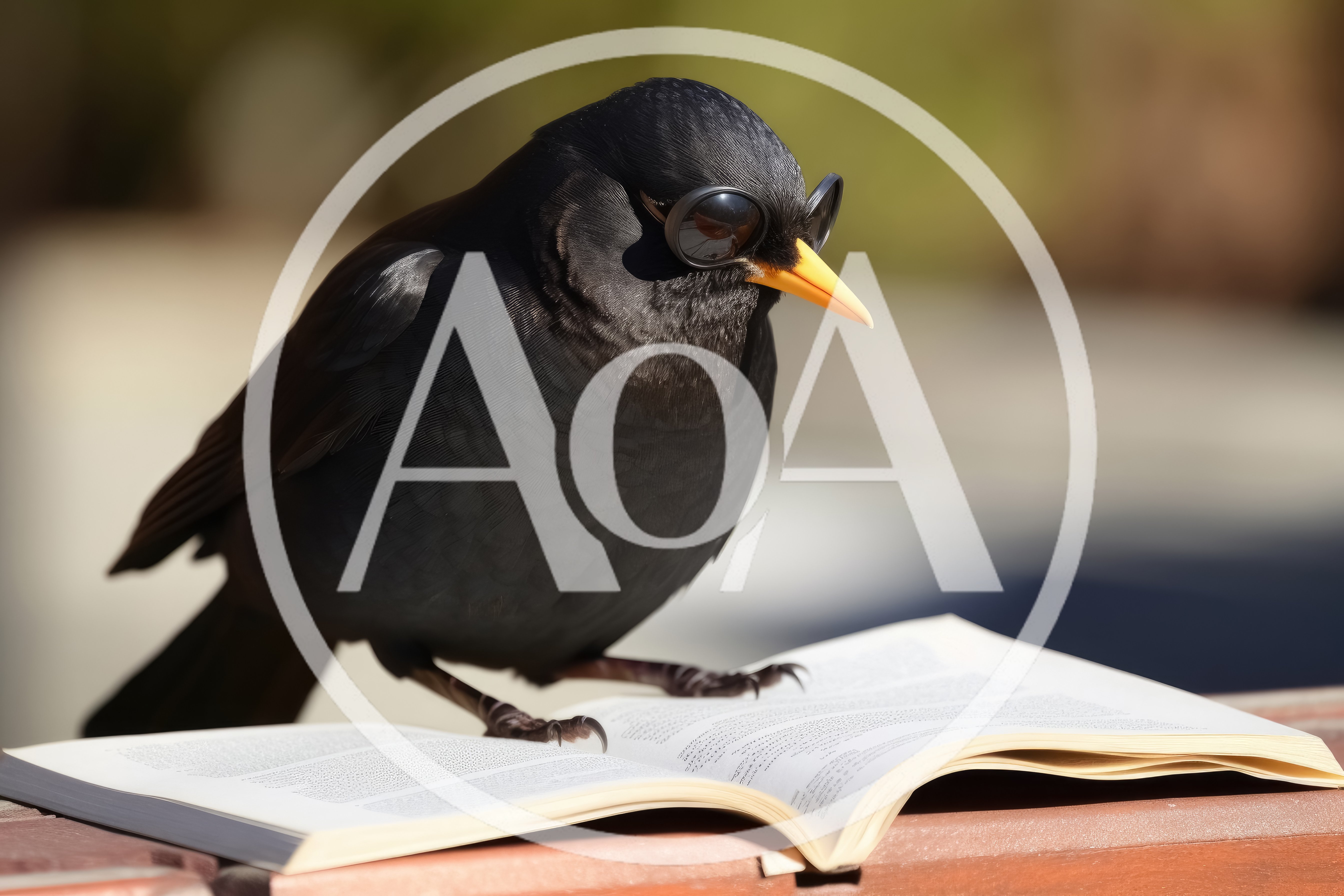 Black Bird Wearing Sunglasses Reading An Open Book