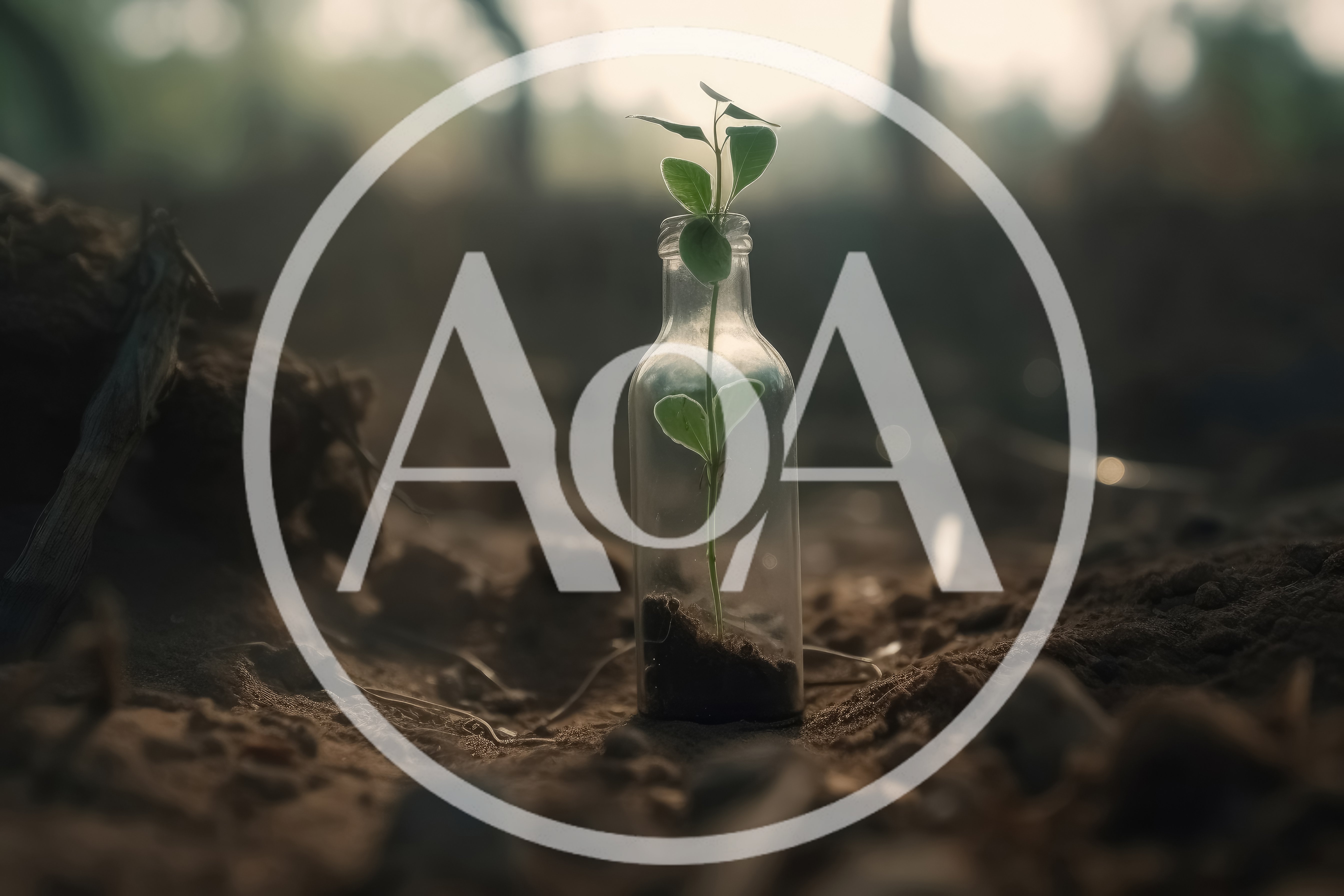 Small Green Plant Growing Inside A Glass Bottle