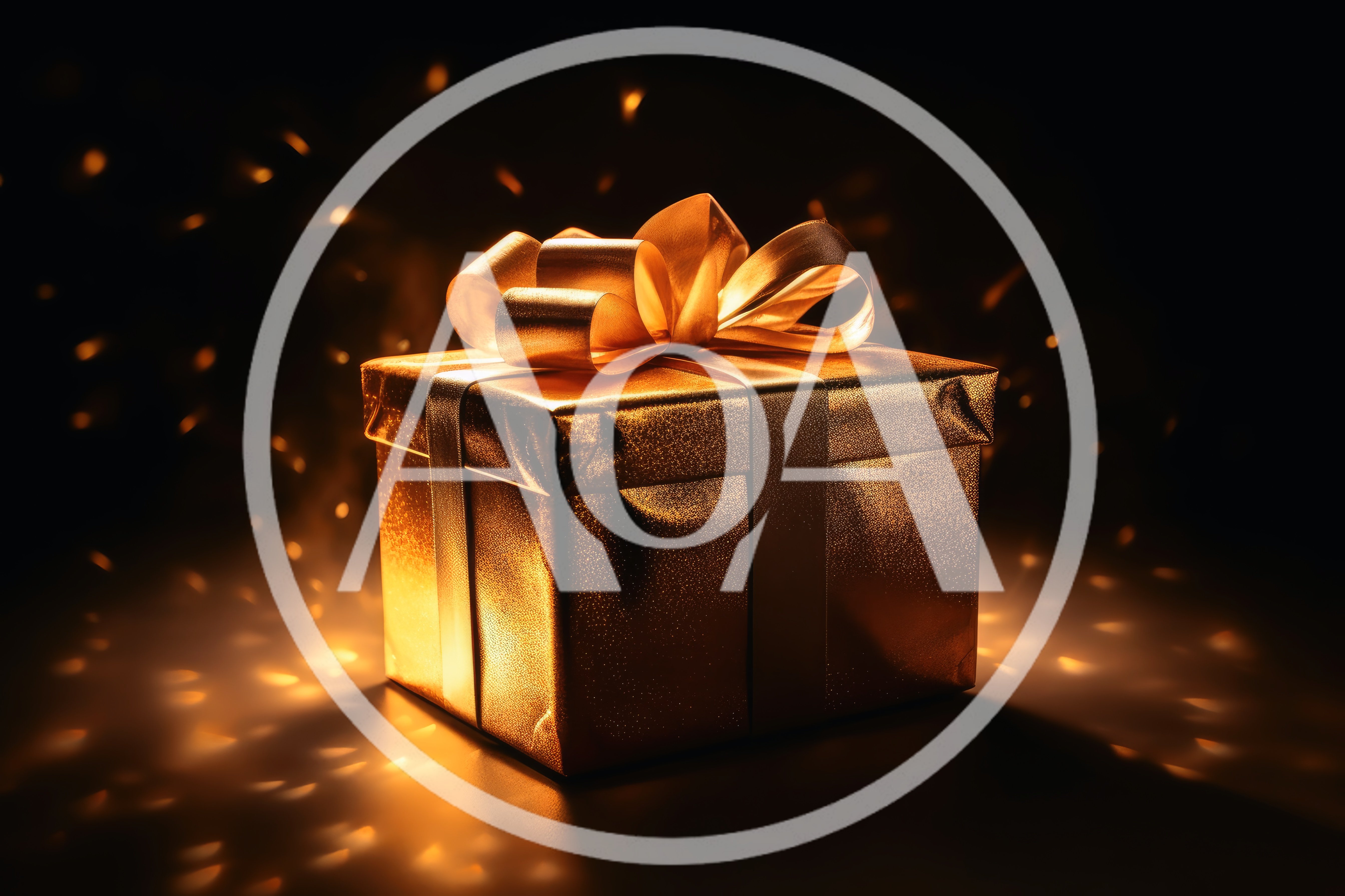 Golden Gift Box With Glowing Sparkles
