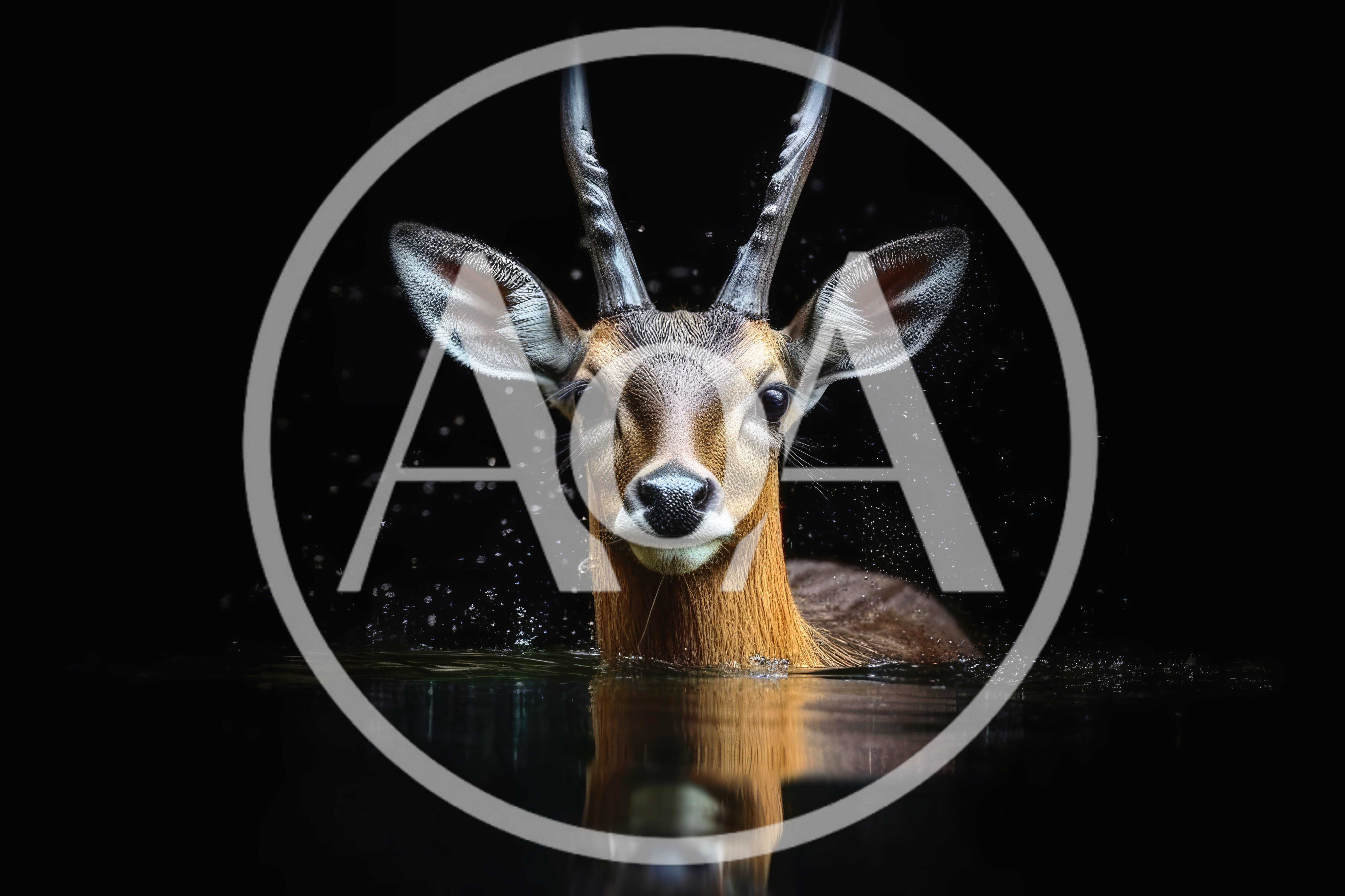 Duiker Antelope Swimming In Dark Water