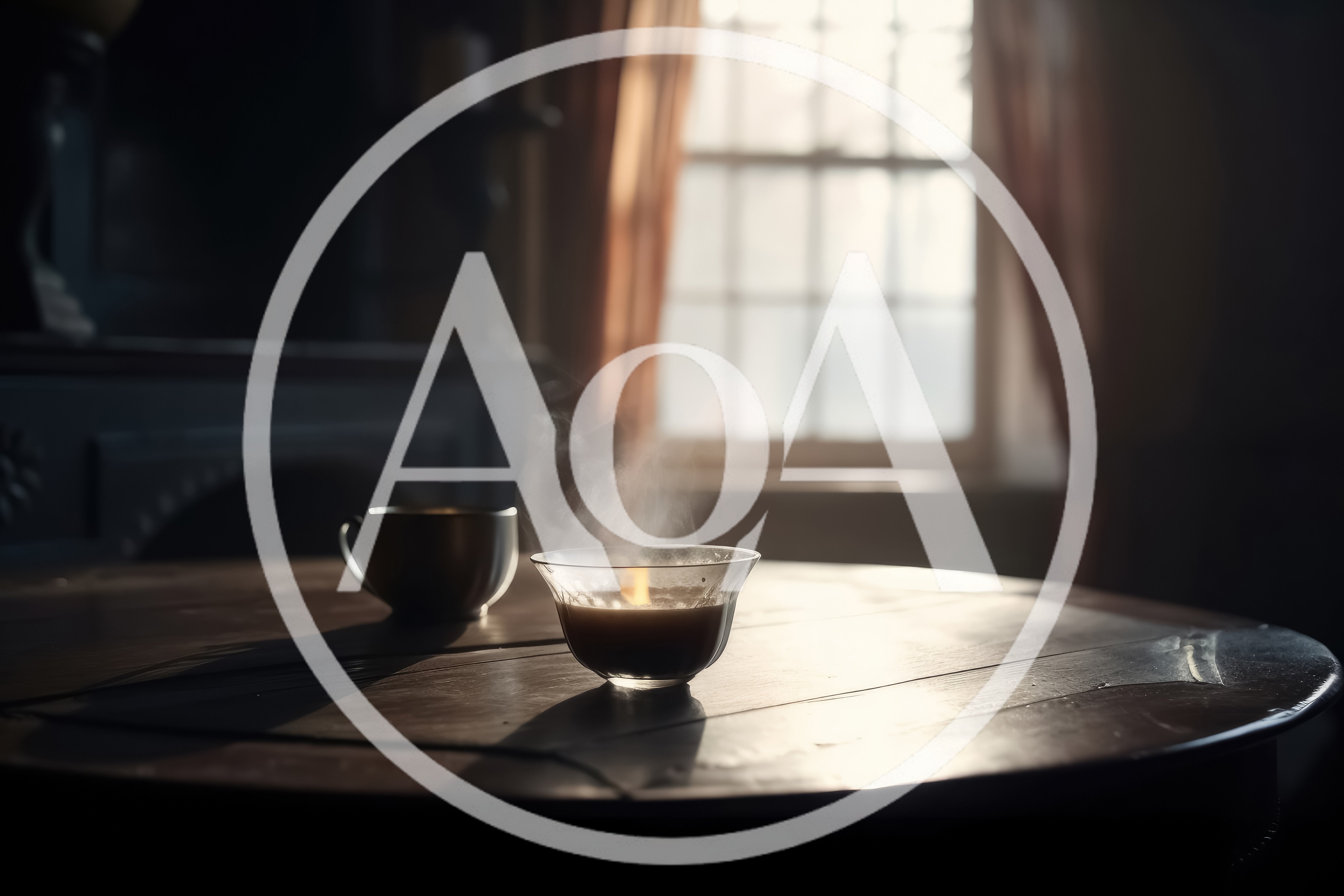 Steaming Cup And Candle On A Wooden Table