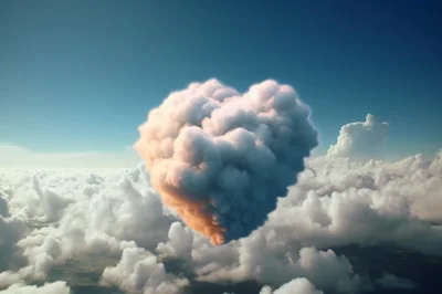 Heart Shaped Cloud Floating Above The Clouds