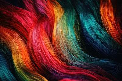 Abstract Background Of Vibrant Multicolored Flowing Hair Strands