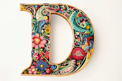 Decorative Letter D With Intricate Floral Art