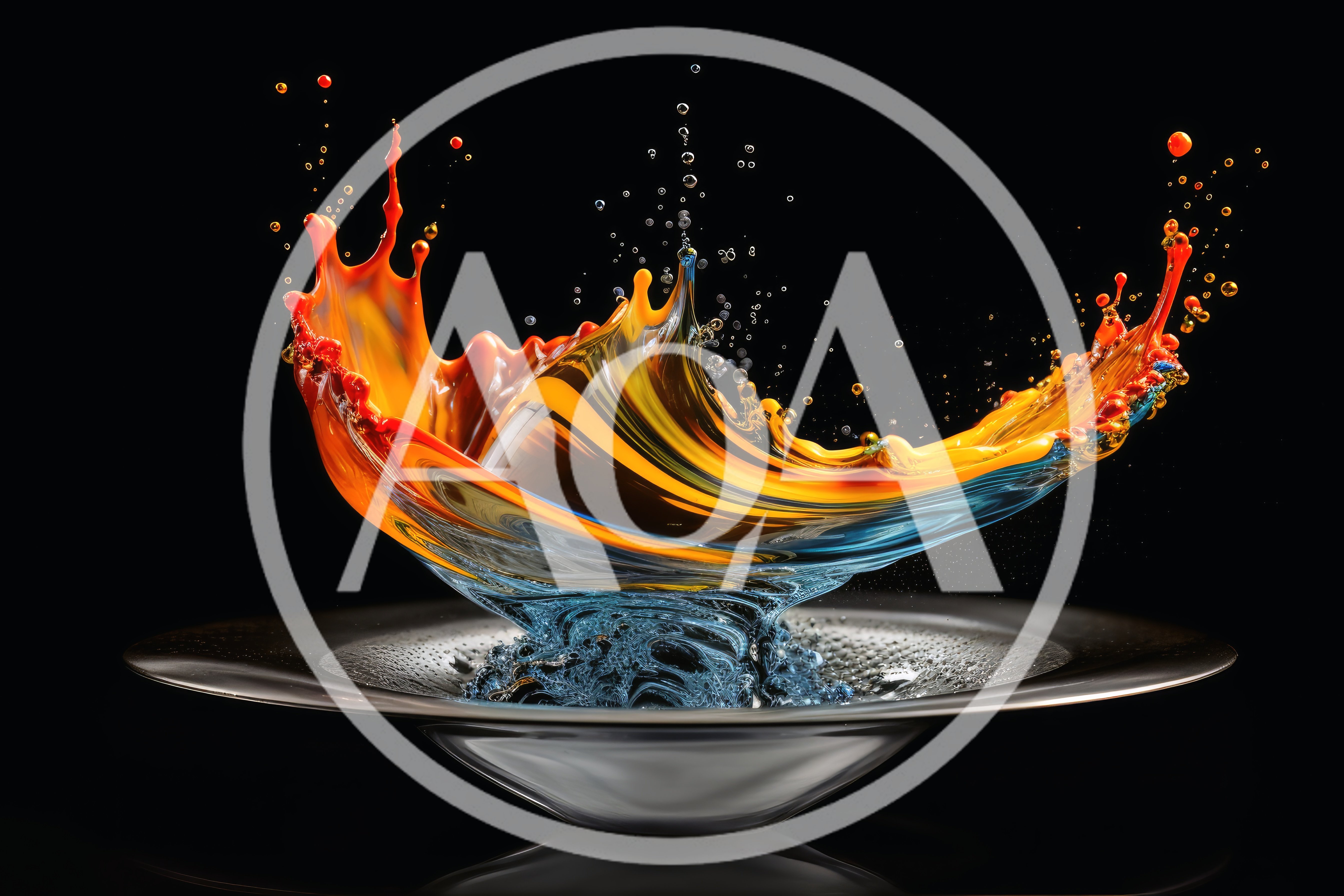 Abstract Liquid Splash In Metallic Bowl