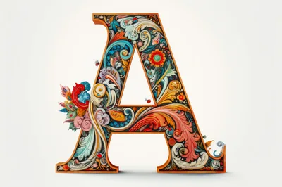 Ornate Decorative Letter A With Intricate Floral Patterns