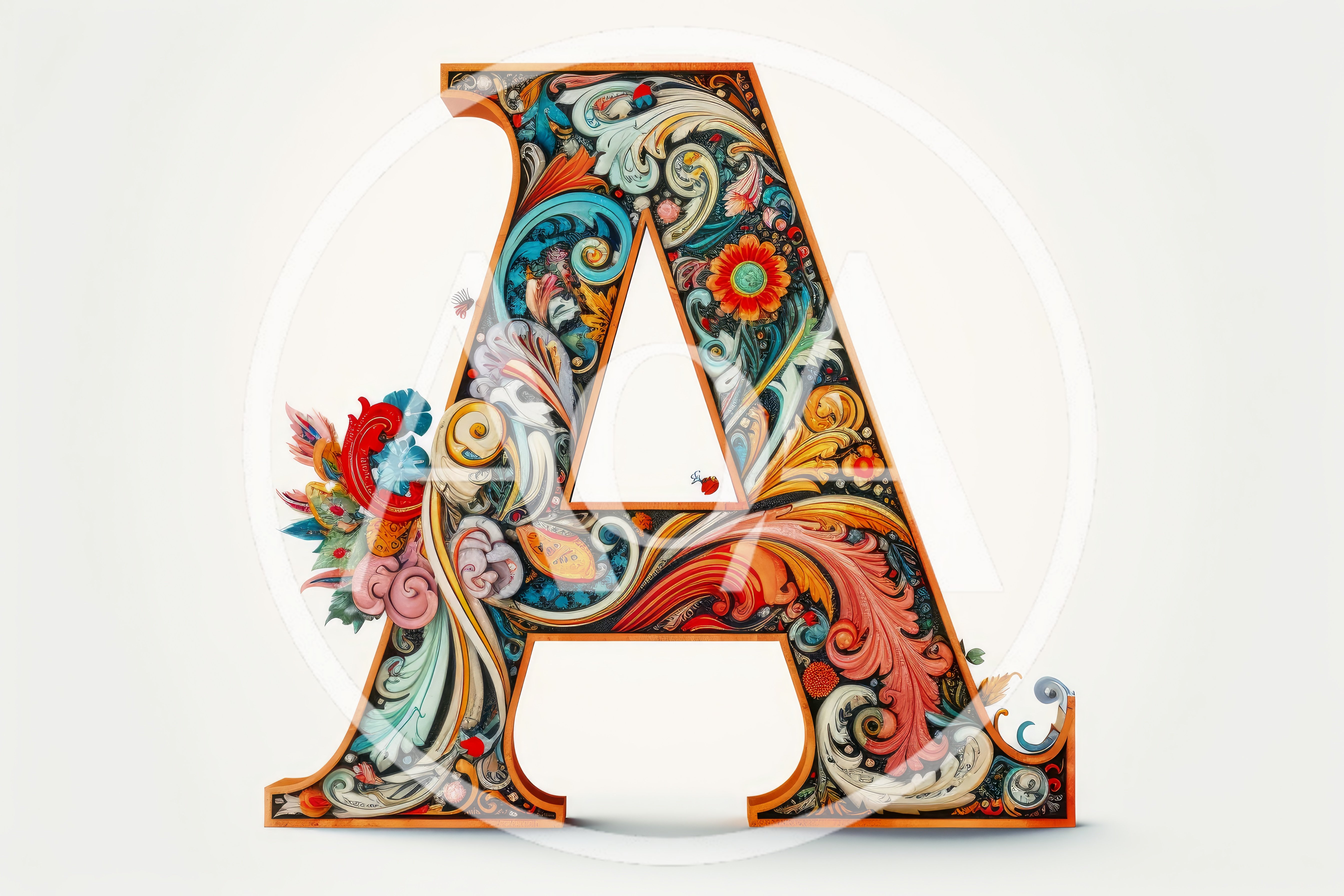 Ornate Decorative Letter A With Intricate Floral Patterns
