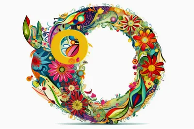 Floral Letter O Decorative Typography Design