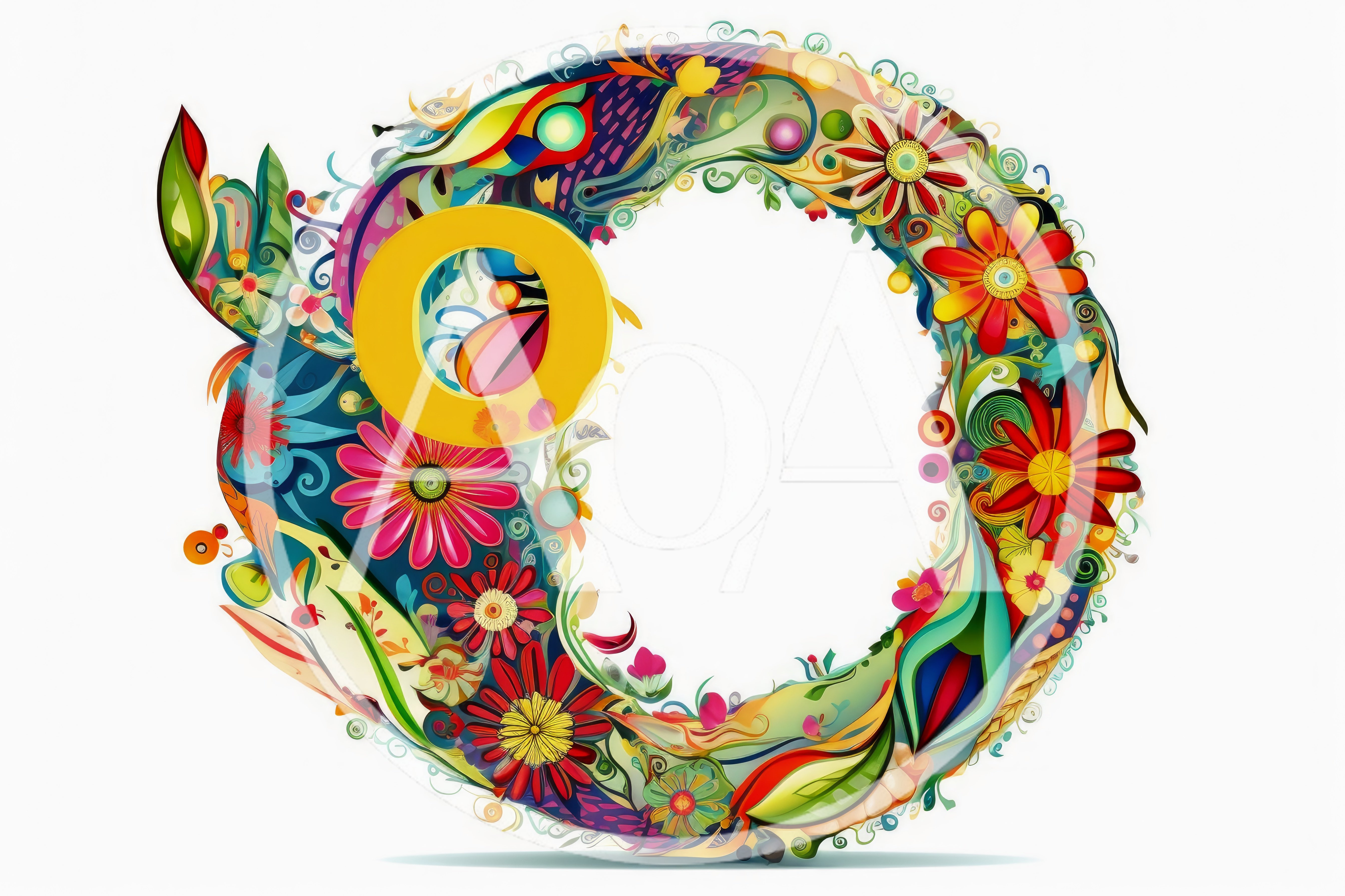 Floral Letter O Decorative Typography Design