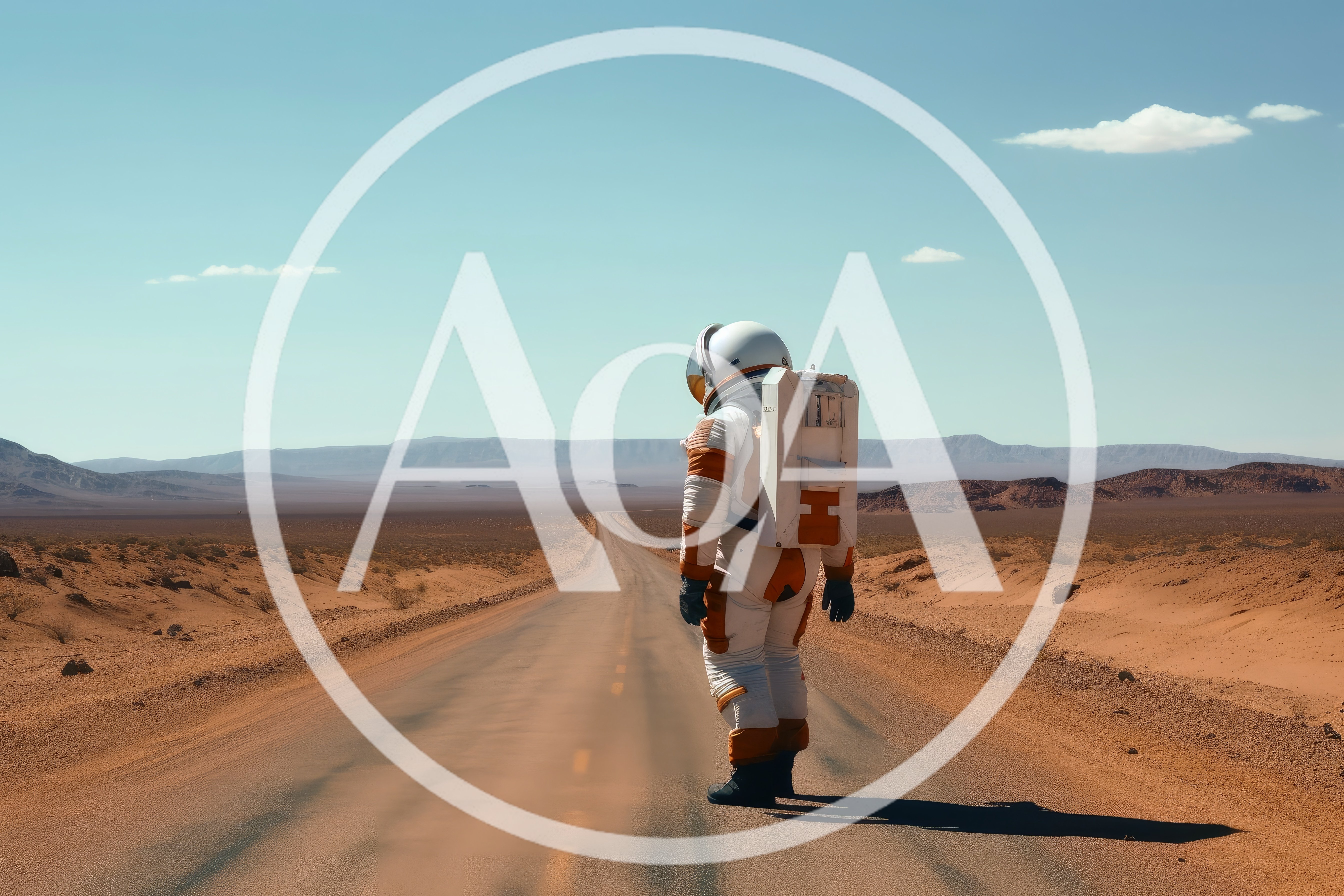 Astronaut Walking Alone On A Desert Highway
