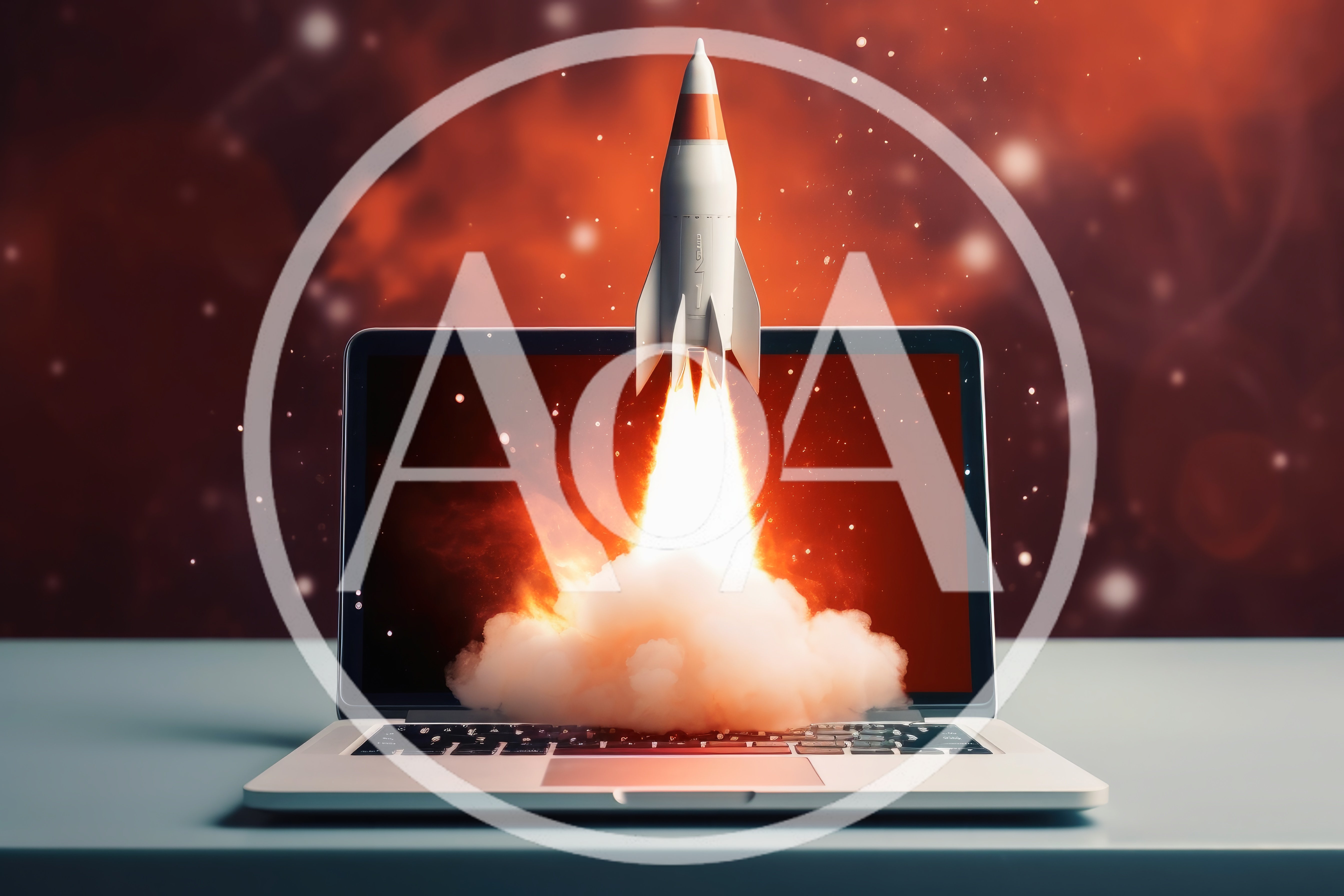 Rocket Launching From Laptop Screen Concept