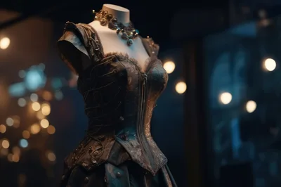 Ornate Victorian Style Corset Dress On Mannequin